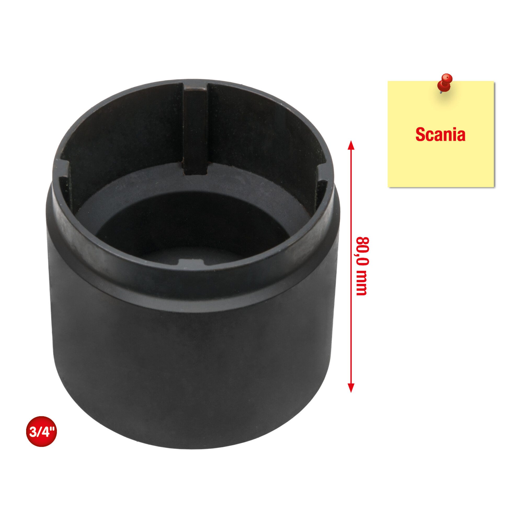 Rollenbock KS Tools 3/4 Zoll Nutmuttern-Schlüssel mit 4 Zapfen für Scania, Innenz