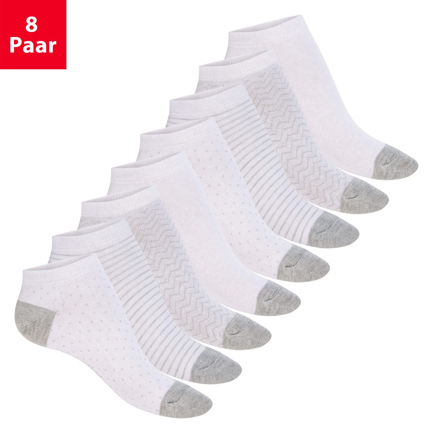 Footstar Sneakersocken Süße Damen Sneaker Socken (8 Paar) Kurze Söckchen mit Muster (8-Paar)