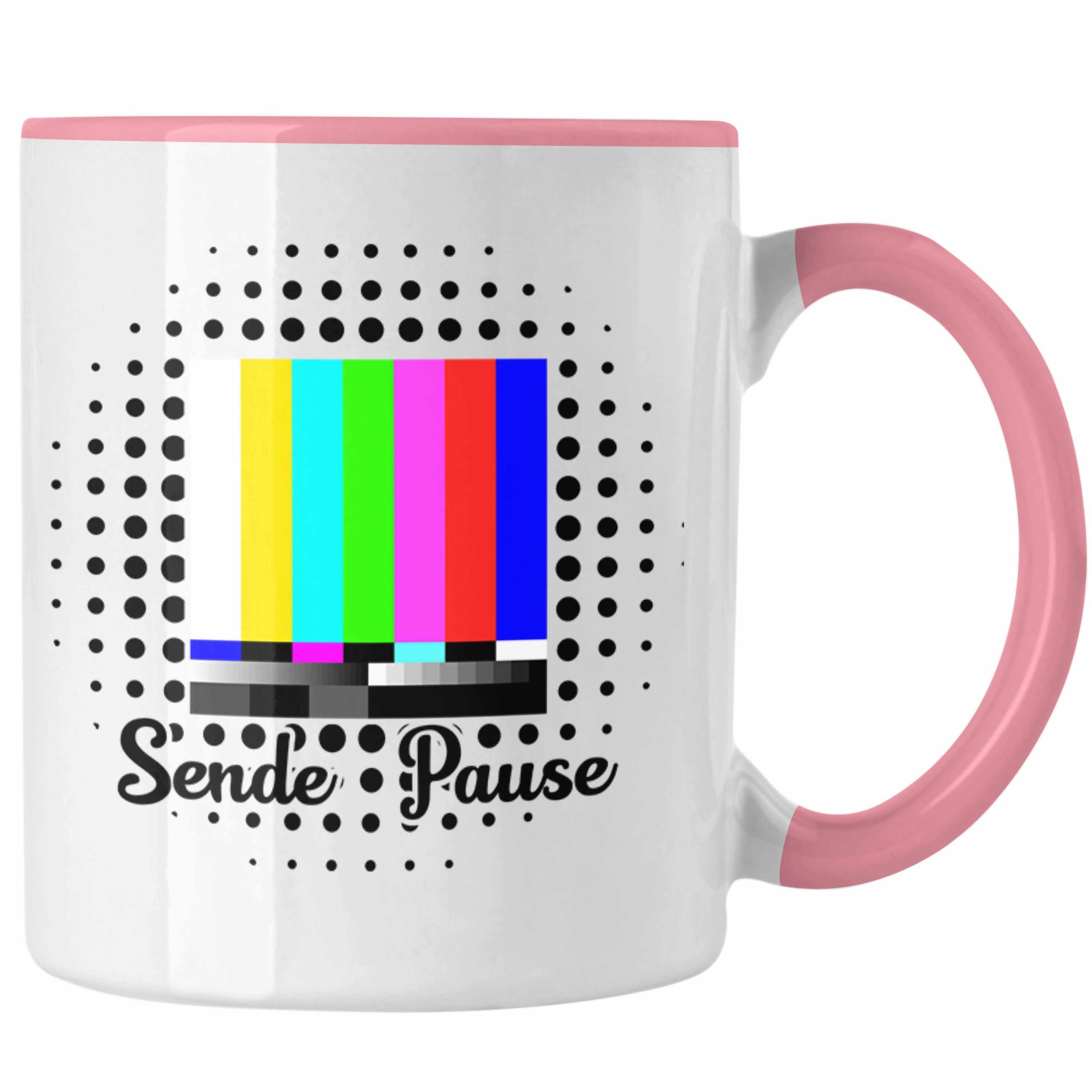 Trendation Tasse Trendation - Sendepause Tasse Geschenk 90er Jahre 80er Jahre Fan Geschenkidee Rosa