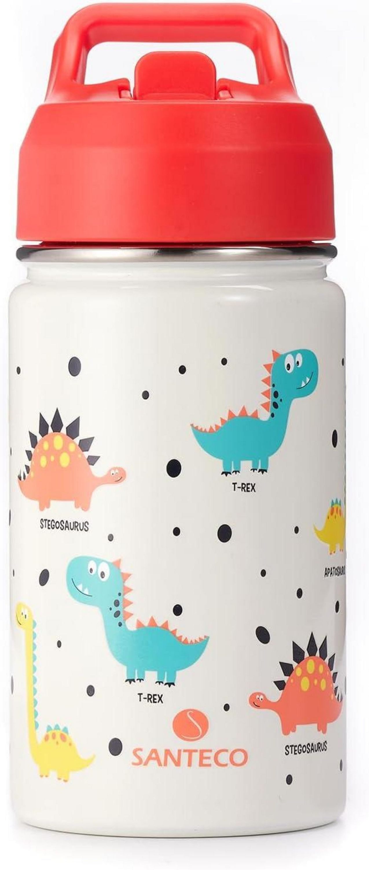 Kinderbecher Trinkflasche Kinder Edelstahl 380ml Strohhalm Auslaufsicher