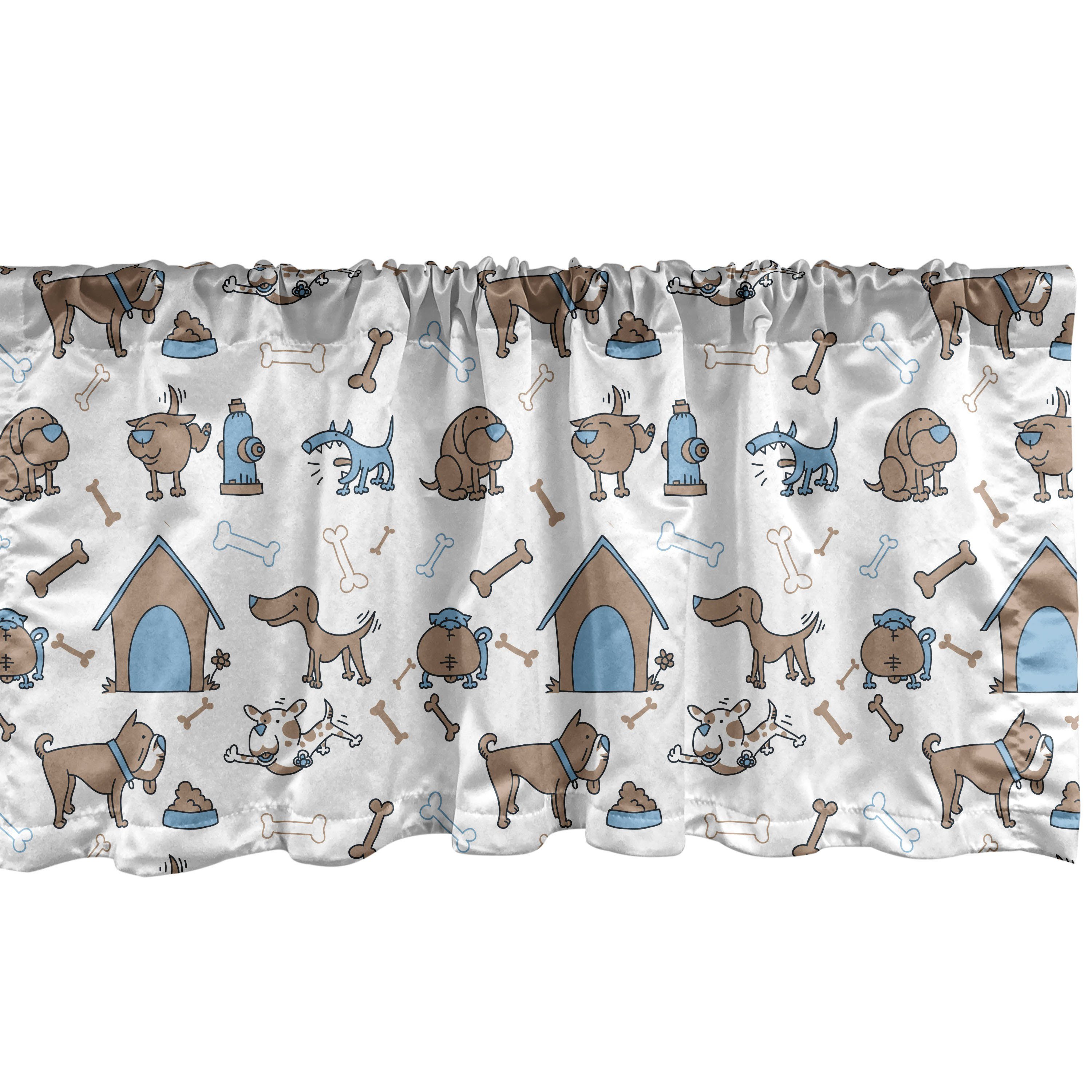 Dekor Abakuhaus, Schlafzimmer Microfaser, Elements mit Cartoon-Stil Volant Scheibengardine Stangentasche, Dog Gebeine Küche Vorhang für