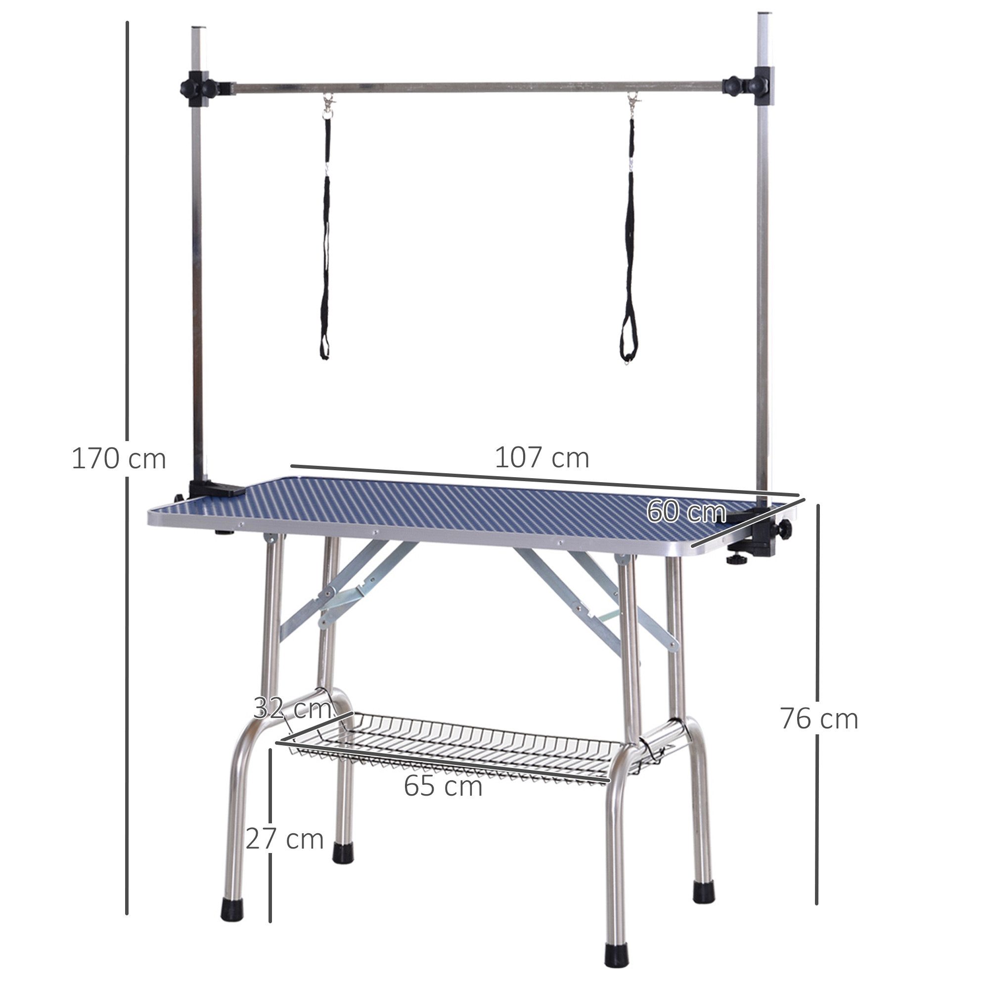 PawHut Hundeschermaschine Tierpflegetisch, Schertisch, höhenverstellbar, Pflegetisch, für Innenbereich, Blau