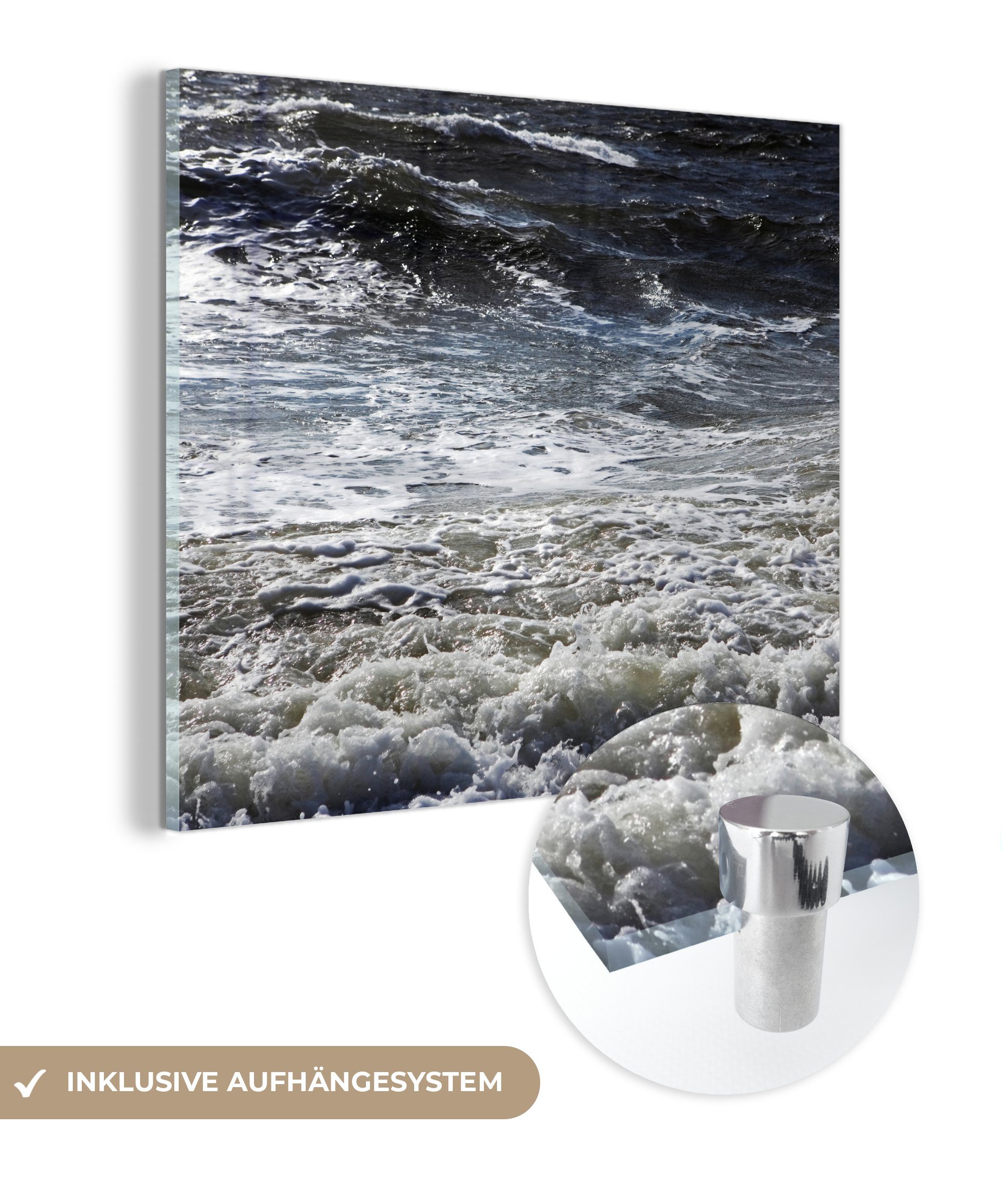 MuchoWow Acrylglasbild Nordsee - Wasser - Wellen, (1 St), Glasbilder - Bilder auf Glas Wandbild - Foto auf Glas - Wanddekoration