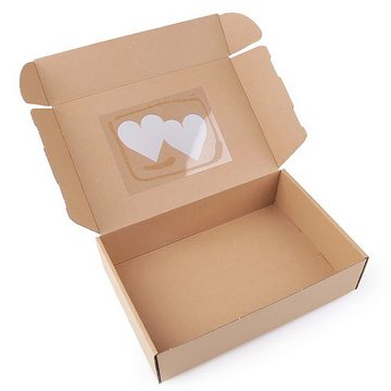 maDDma Geschenkbox 1 Geschenkschachtel Pappschachtel rechteckig Sichtfenster Herzform, 25 x 17 x 6 cm