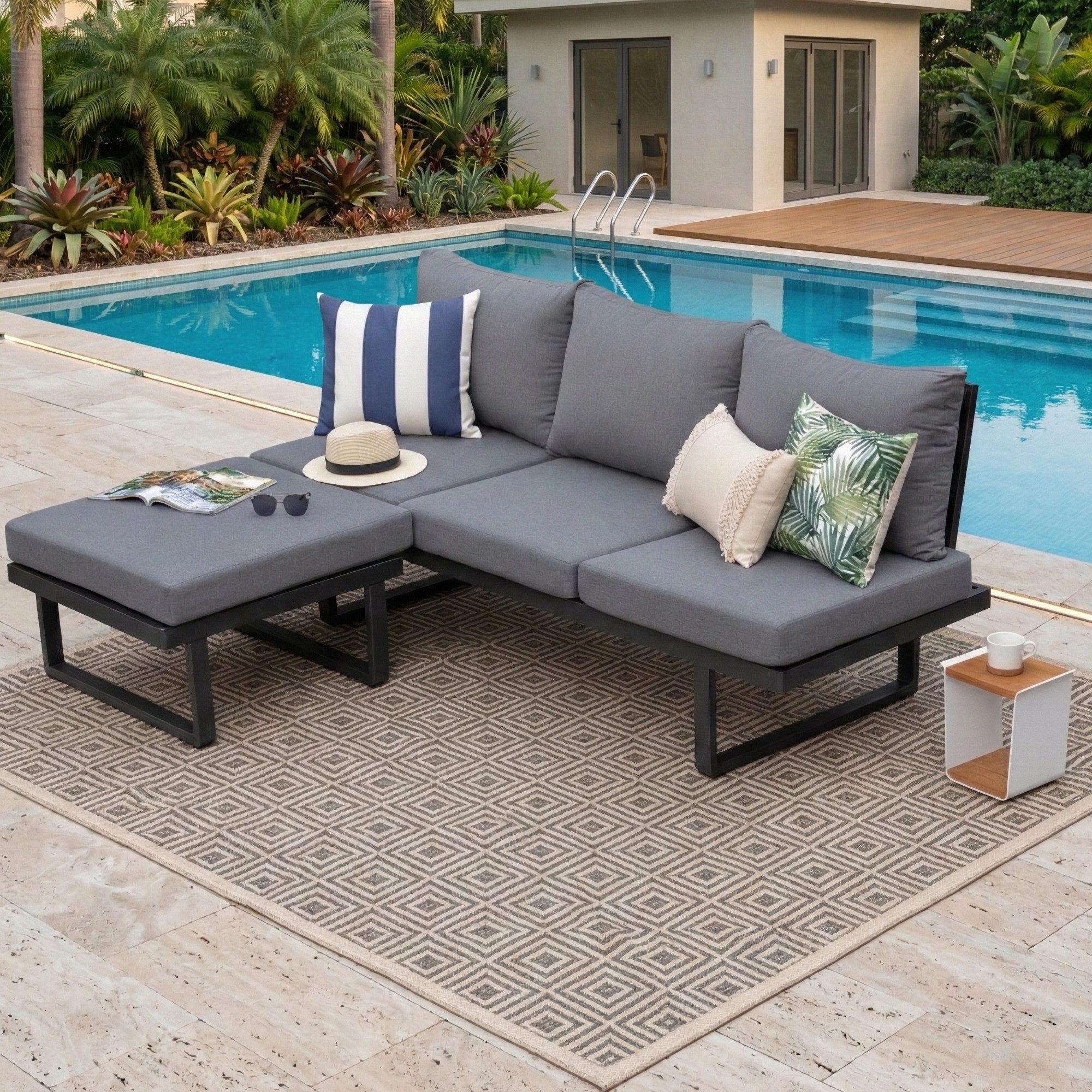 MANDALIKA Garden Gartenlounge-Set 2 tlg. Luxus Alu Multifunktions- Lounge Set Tesoro, (2-tlg)