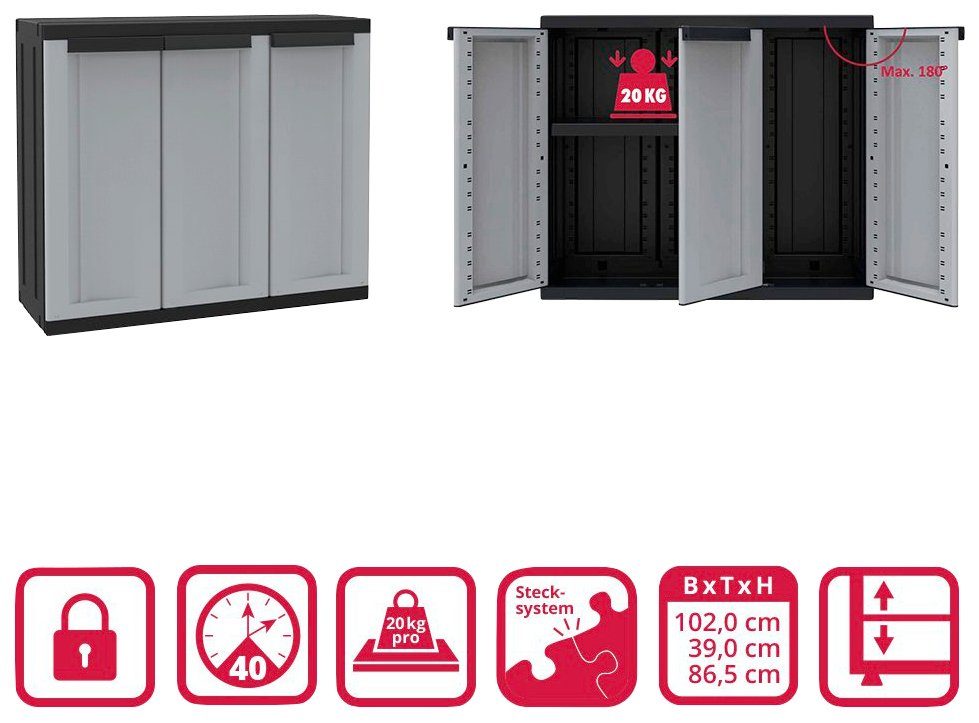 cm, C-twist Mehrzweckschrank B/T/H: 1 Einlegeboden Kreher 102x37,5x85