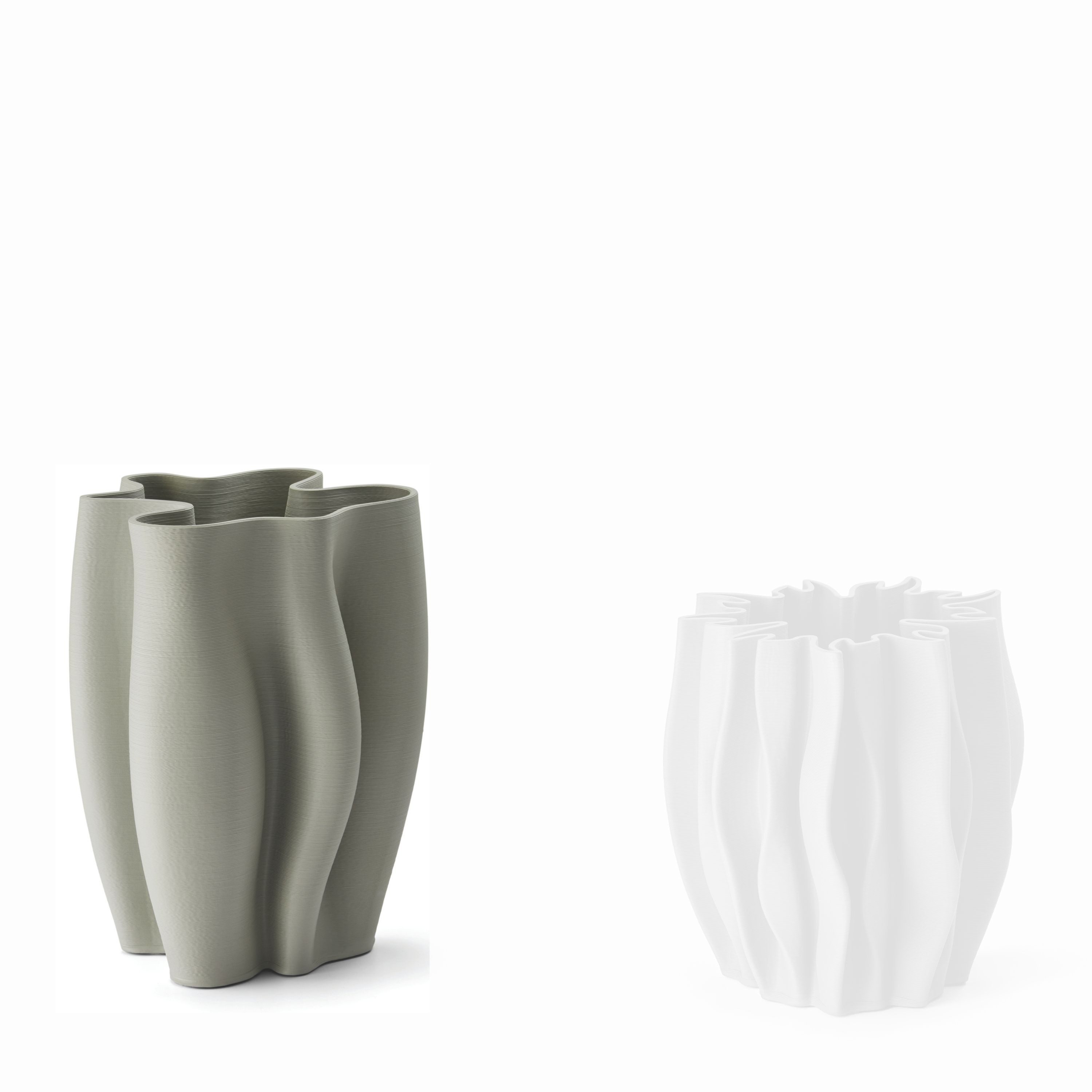 PHILIPPI Dekovase Floree, Wellenförmig, 3D-gedruckt, Cremeweiß, 20 x 20 x 28 cm