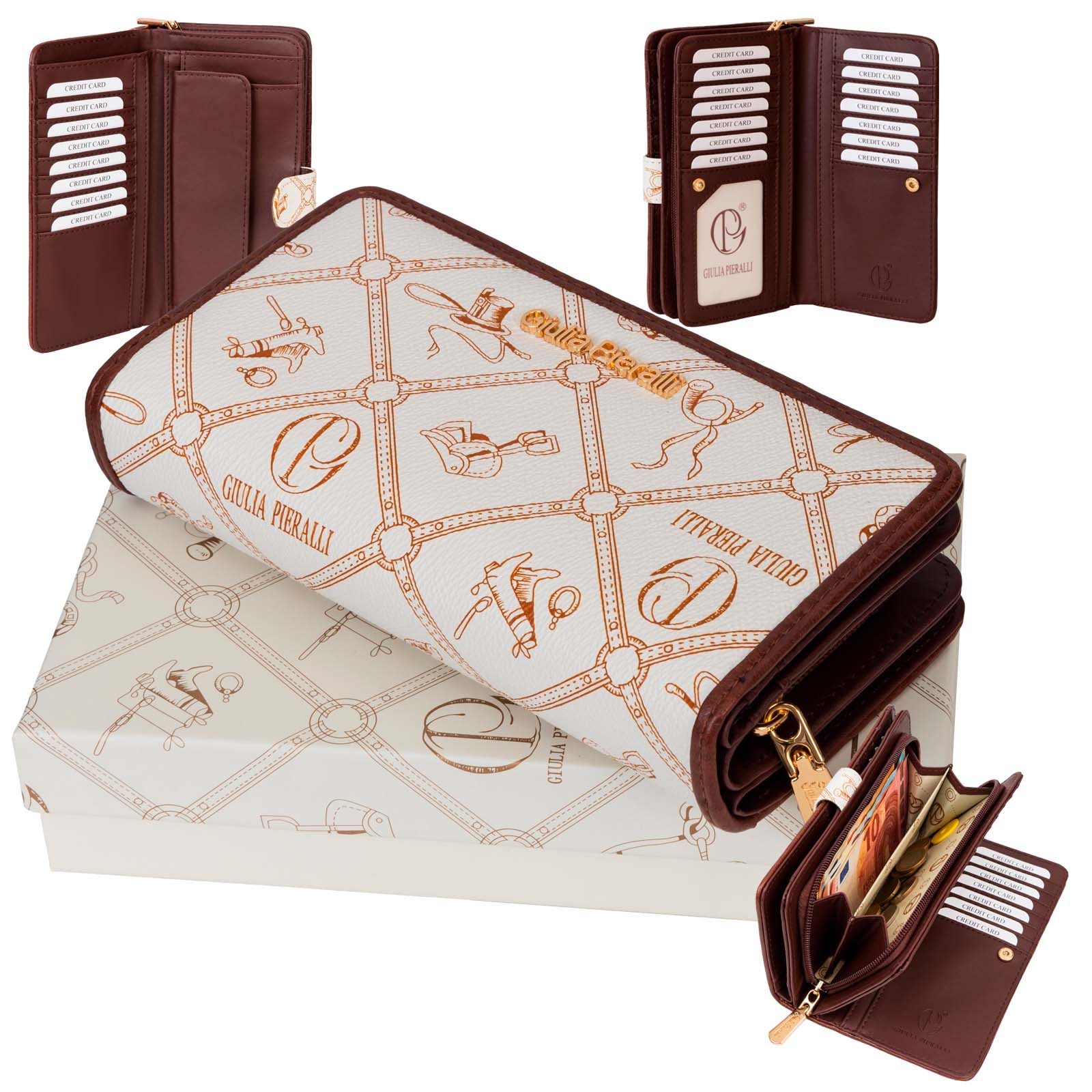 Giulia Pieralli Geldbörse Giulia Pieralli Damen Geldbörse Geldbeutel Brieftasche Portmonee XXL, Damen Geldbörse klappbar mit Reißverschluss Portemonnaie Geldbeutel