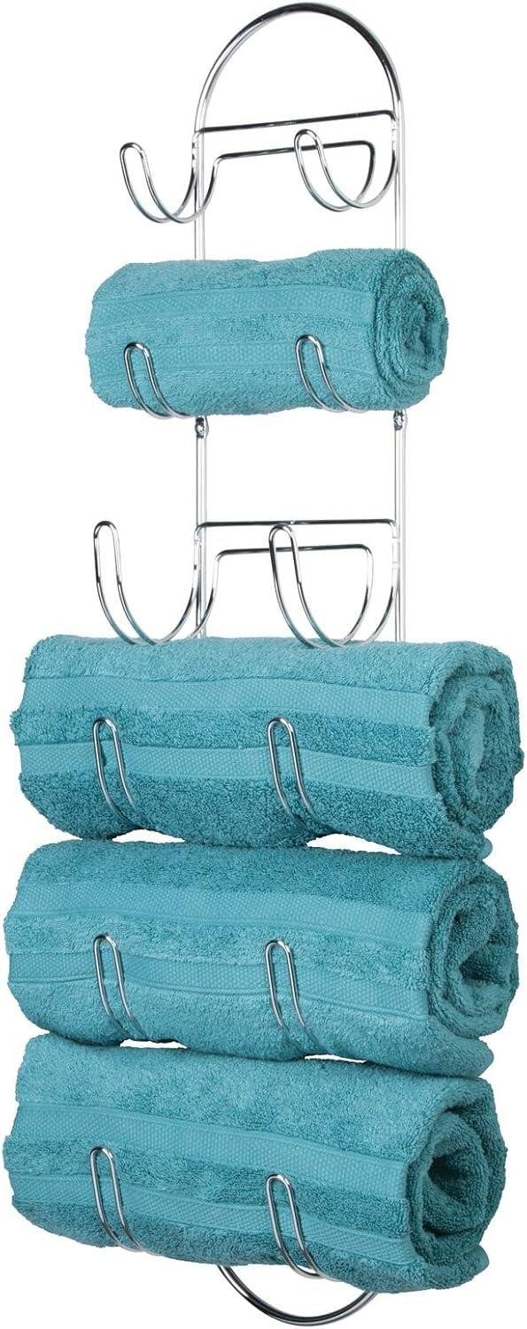 mDesign Badaccessoire-Set Handtuchregal Wand silber 6 Ablagen Handtuchhalter Badetuchhalter Ba