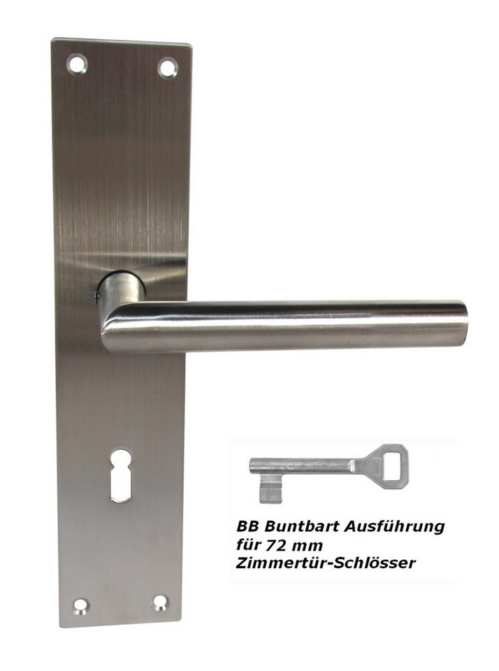 Thumbnail - Türbeschlag Edelstahl Türbeschlag Renovierung 1723-T LS BB Türdrücker, extra flaches Türschild
