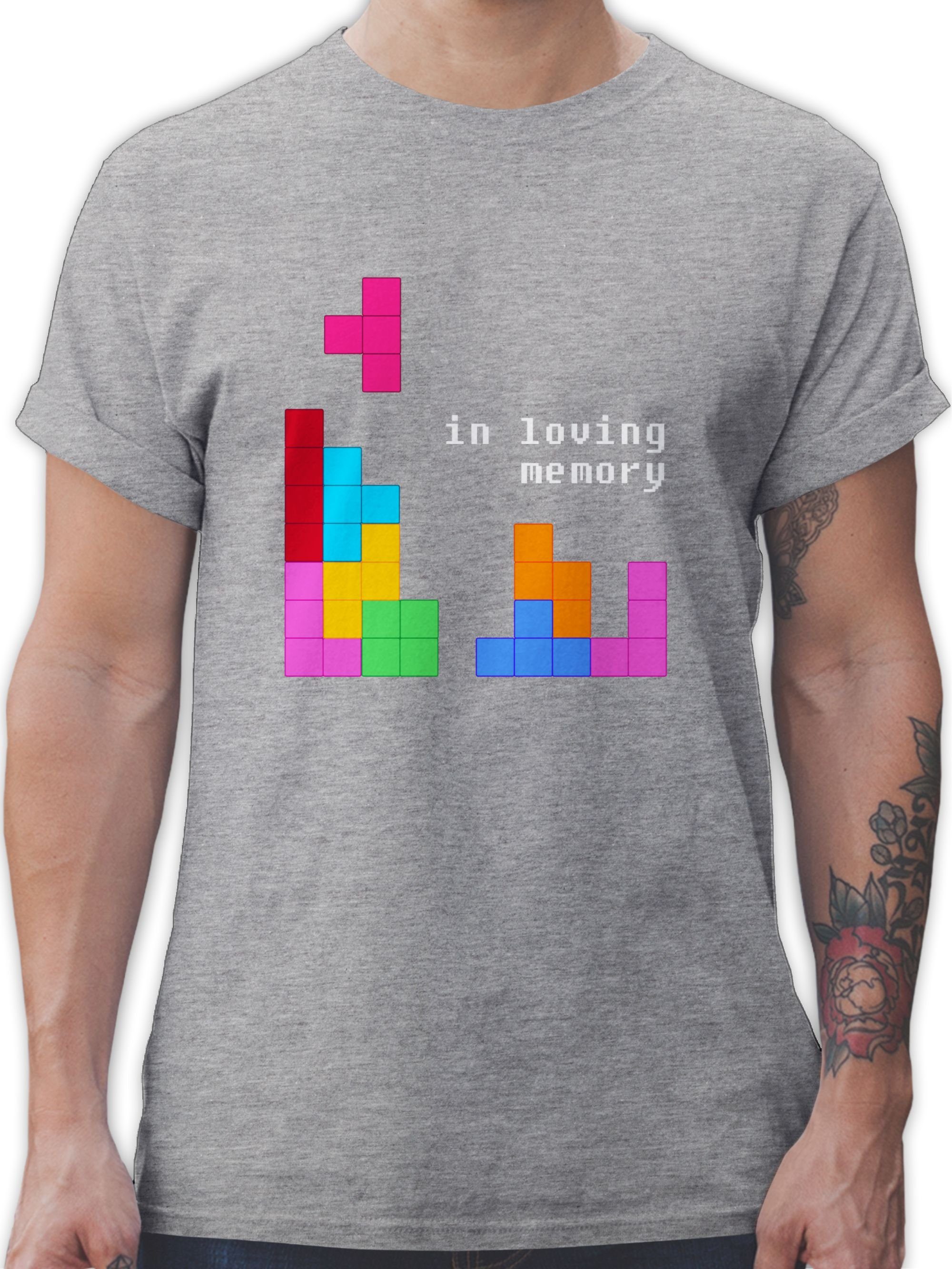 Shirtracer T-Shirt Tetris in loving memory Nerd Geschenke 3 Grau meliert