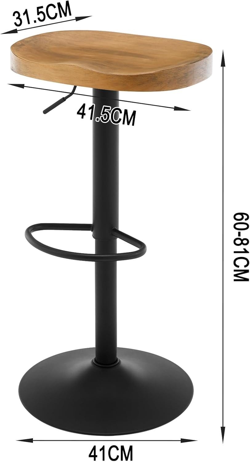 Woltu Barhocker (1 St), einzeln, mit Sattelsitz Fußstütze, aus Massivholz Metall
