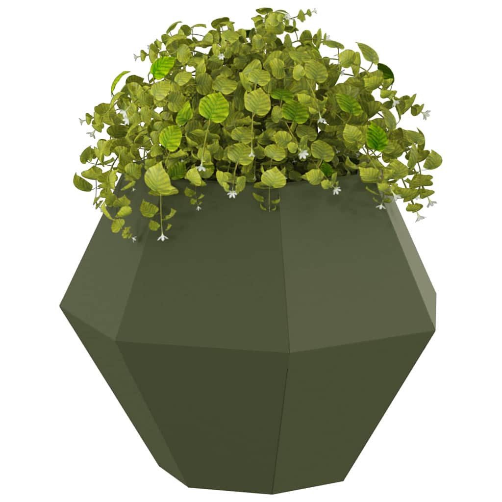 vidaXL Blumentopf Pflanzkübel Olivgrün 50 x 50 x 40 cm Stahl (1 St)