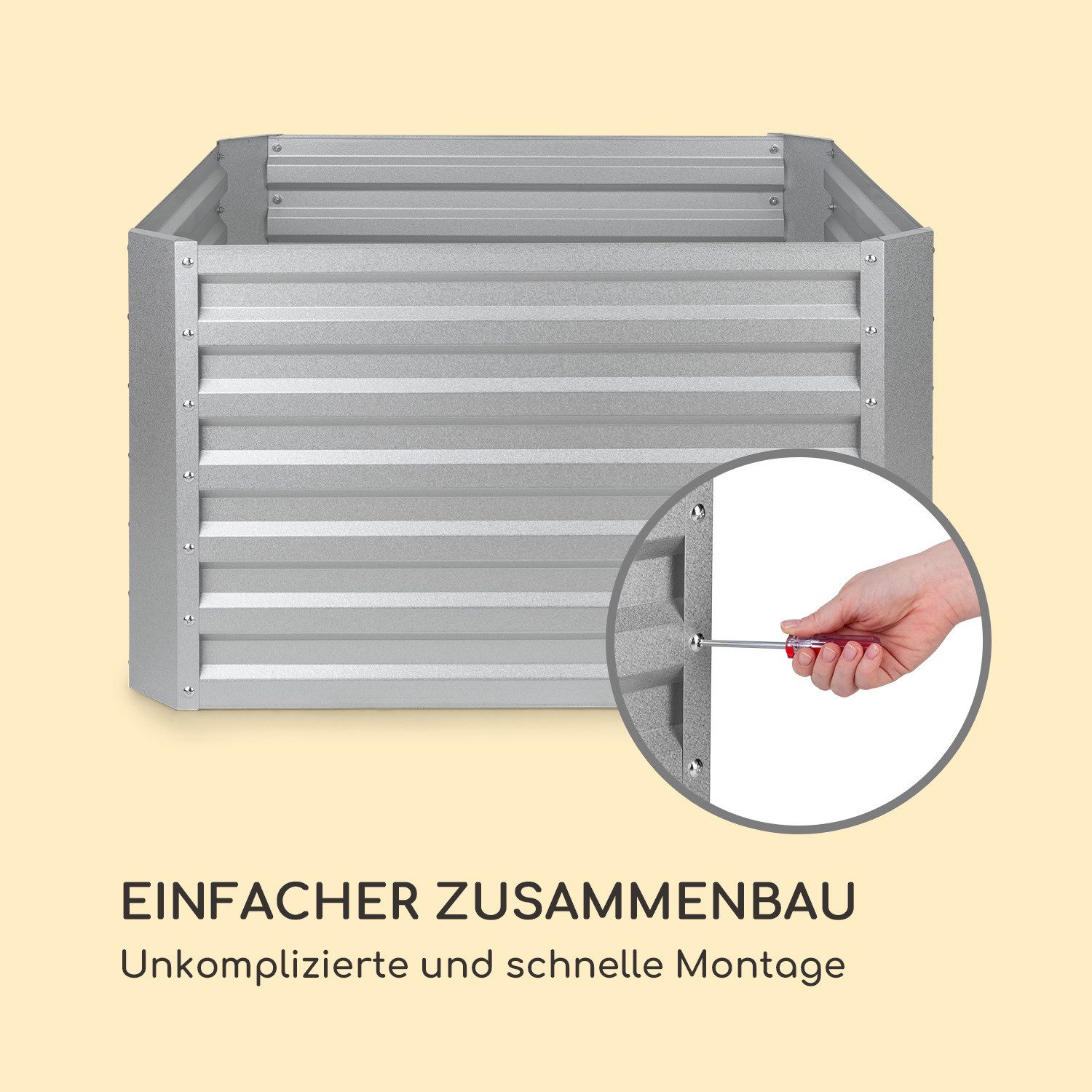 blumfeldt Hochbeet High Grow Straight, Hochbeet Metall Balkon Pflanzkasten Pflanzkübel Blumenkasten