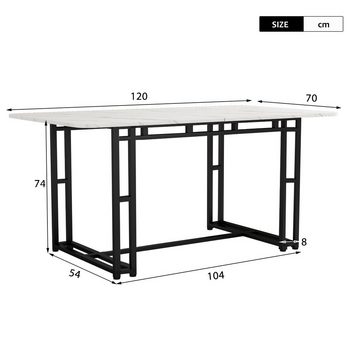 Flieks Esstisch (1-St., 1 Tisch), Esszimmertisch Küchen rechteckig Marmoroptik Bürotisch, 120*70*74 cm