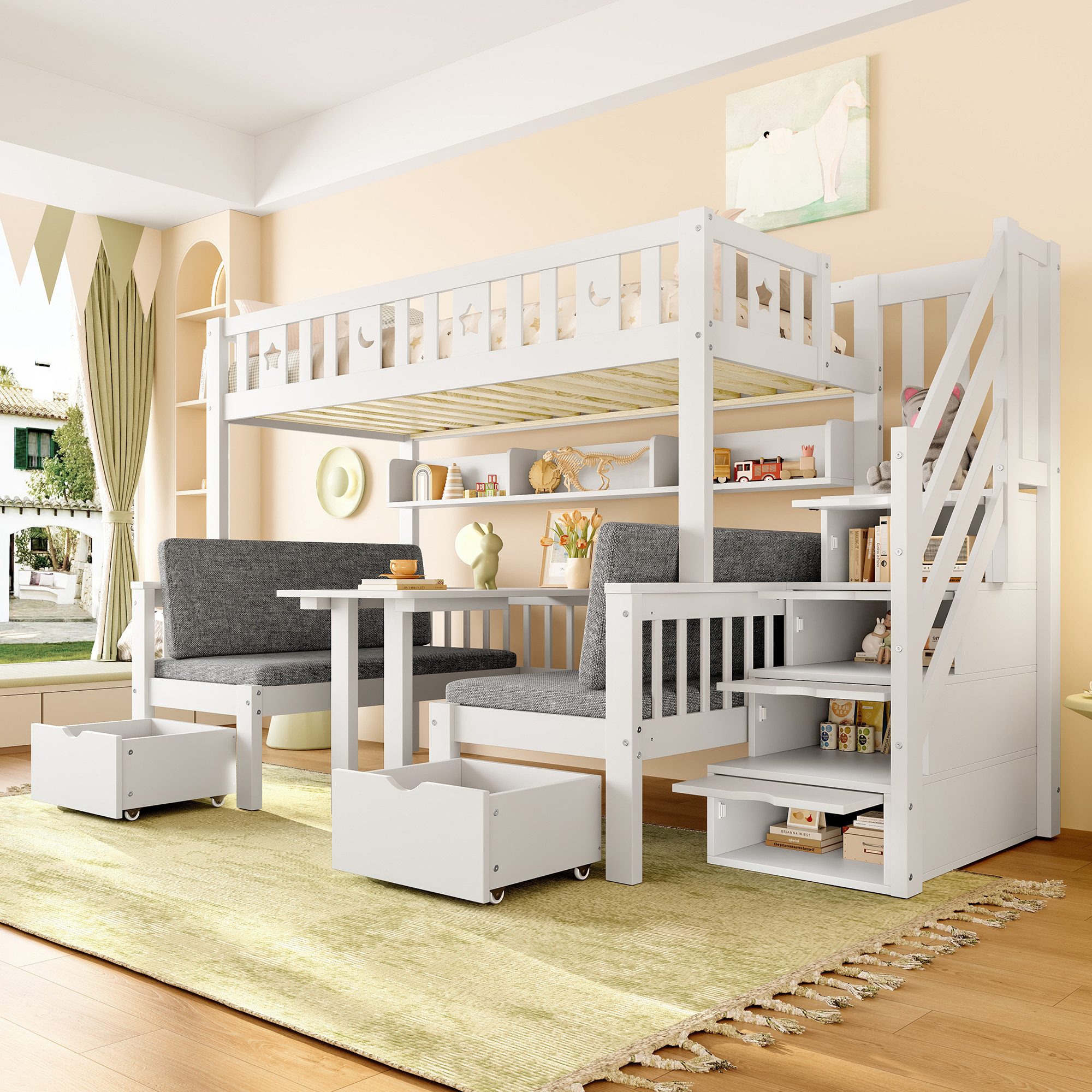 Merax Hochbett (Etagenbett Stockbett Jugendbett, 1-St., Kinderbett) Hochbet günstig online kaufen