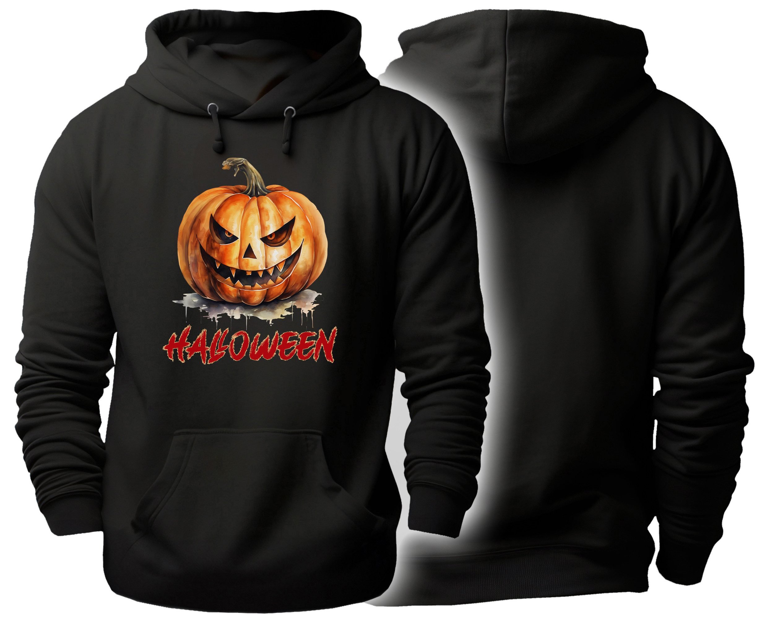 MyDesign24 Hoodie Halloween Kapuzen Pulli - Kürbis Herren und Damen Kapuzensweater - Halloween Hoodie i414
