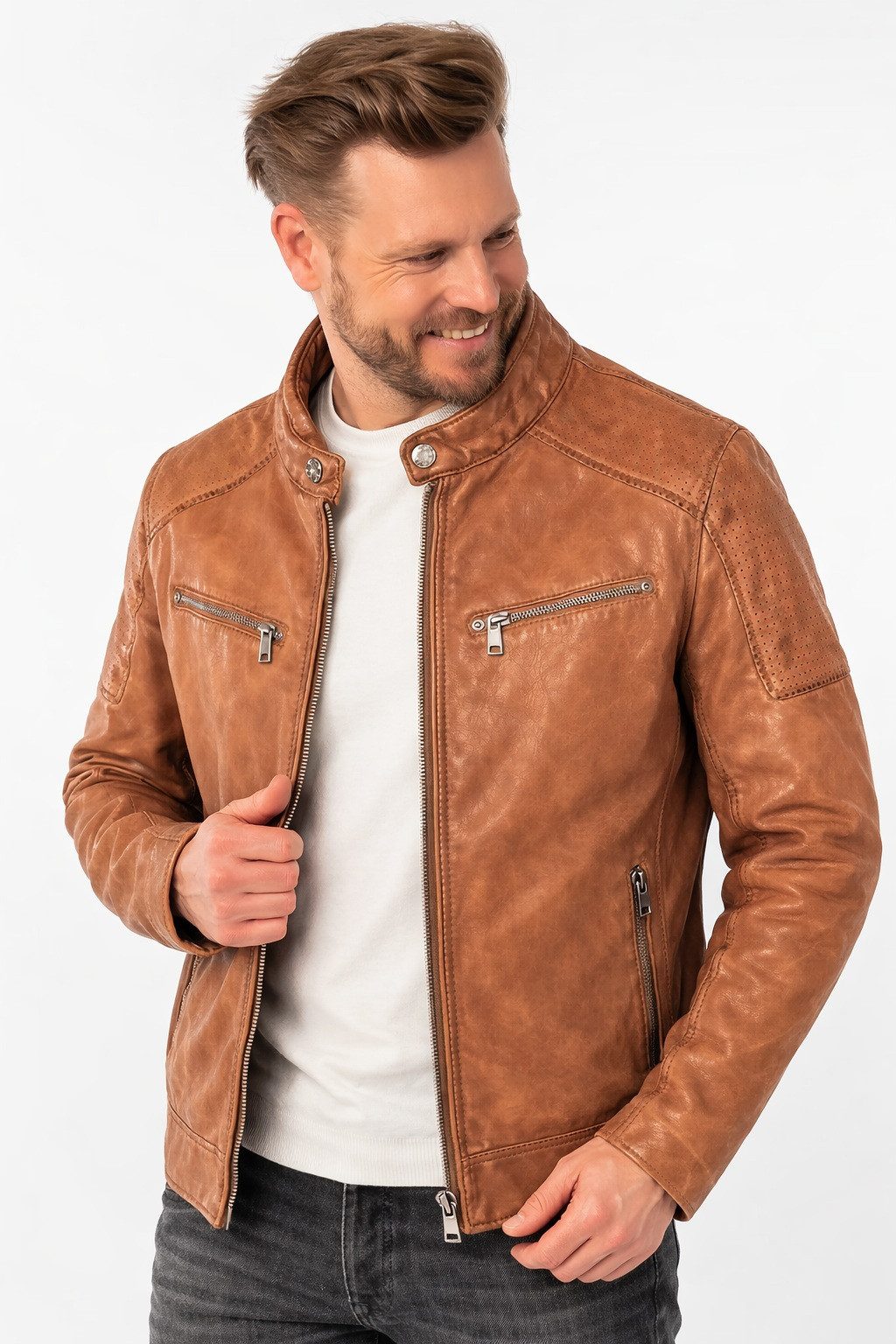 Mauritius Lederjacke Pflanzlich gegerbtes Lammleder mit natürlicher Patina- günstig online kaufen