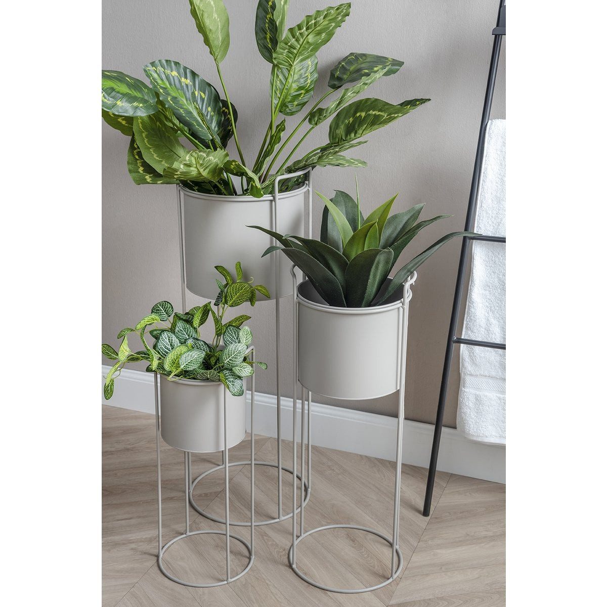 Present Time Blumenständer 3er Set Blumenständer Pflanzständer Metall mit Blumentopf Höhe 80 cm (3 St., 3er Set), geeignet für Topfpflanzen