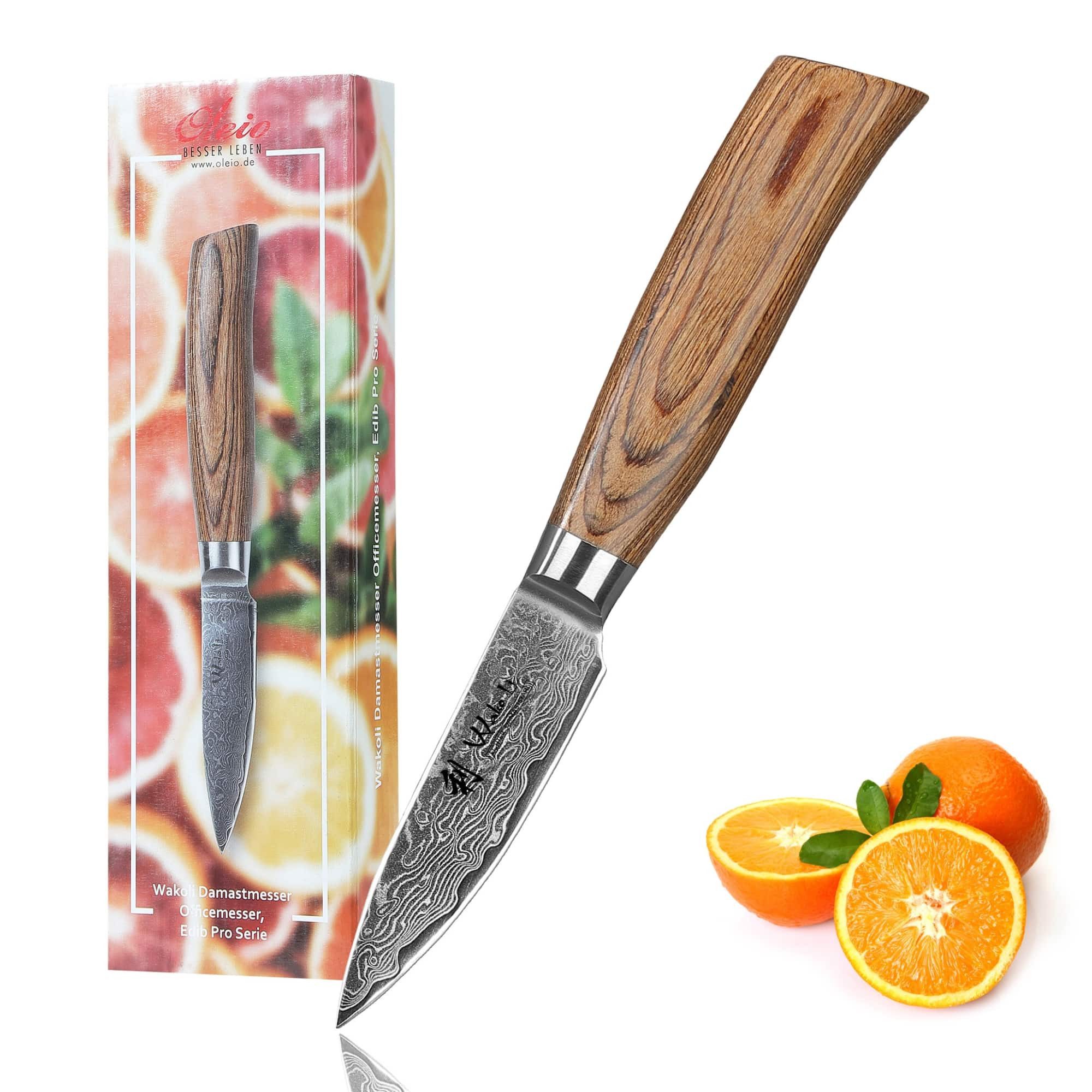 Wakoli Damastmesser EDIB Pro Damastmesser Officemesser Kochmesser 8cm Klinge Pakkaholzgiff, Aus 67 Lagen Damaststahl, VG-10 Stahlkern