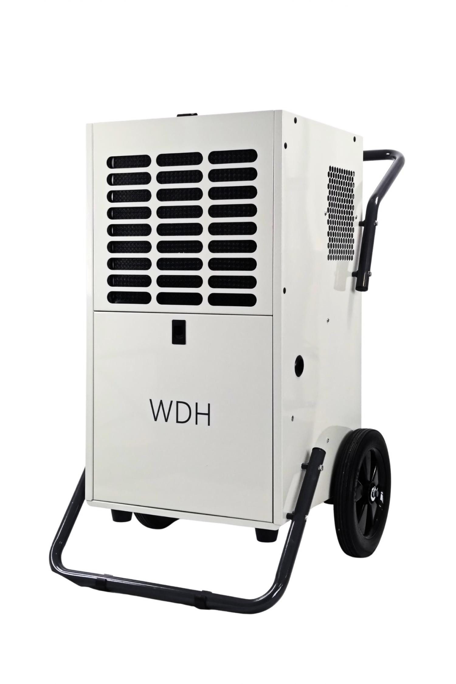 WDH Bautrockner WDH-80B mit geeichtem Stromverbrauchszähler, für 180 m³ Räume, Entfeuchtung 95 l/Tag, Tank 10 l, Schnellste Trocknung großer Räume, Metallgehäuse für Langlebigkeit.