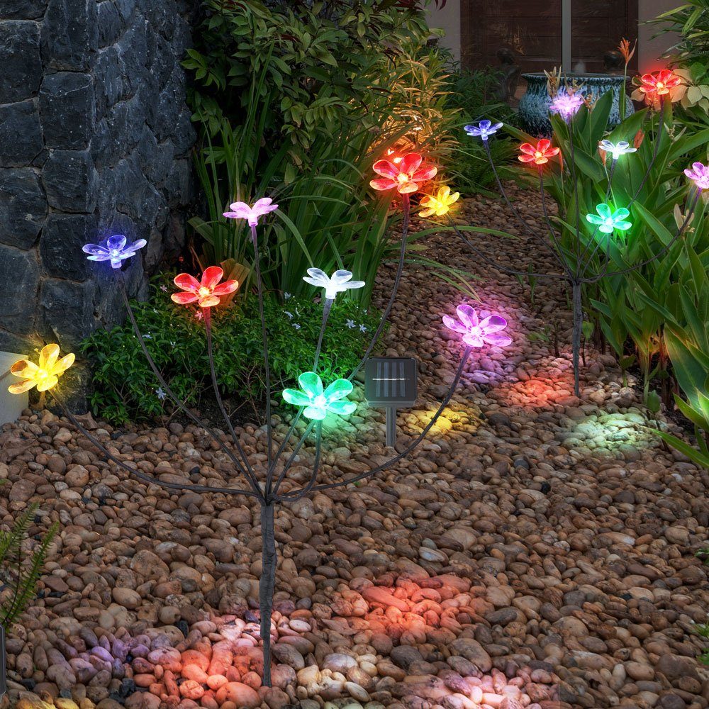 etc-shop LED Solarleuchte, Solarleuchte Solarlampen für Außen Gartendeko  Outdoor Solar Lampe mit bunte Blumen, 8 Blüten, Metall Glas, 8x LED, H 62  cm, 2er Set online kaufen | OTTO