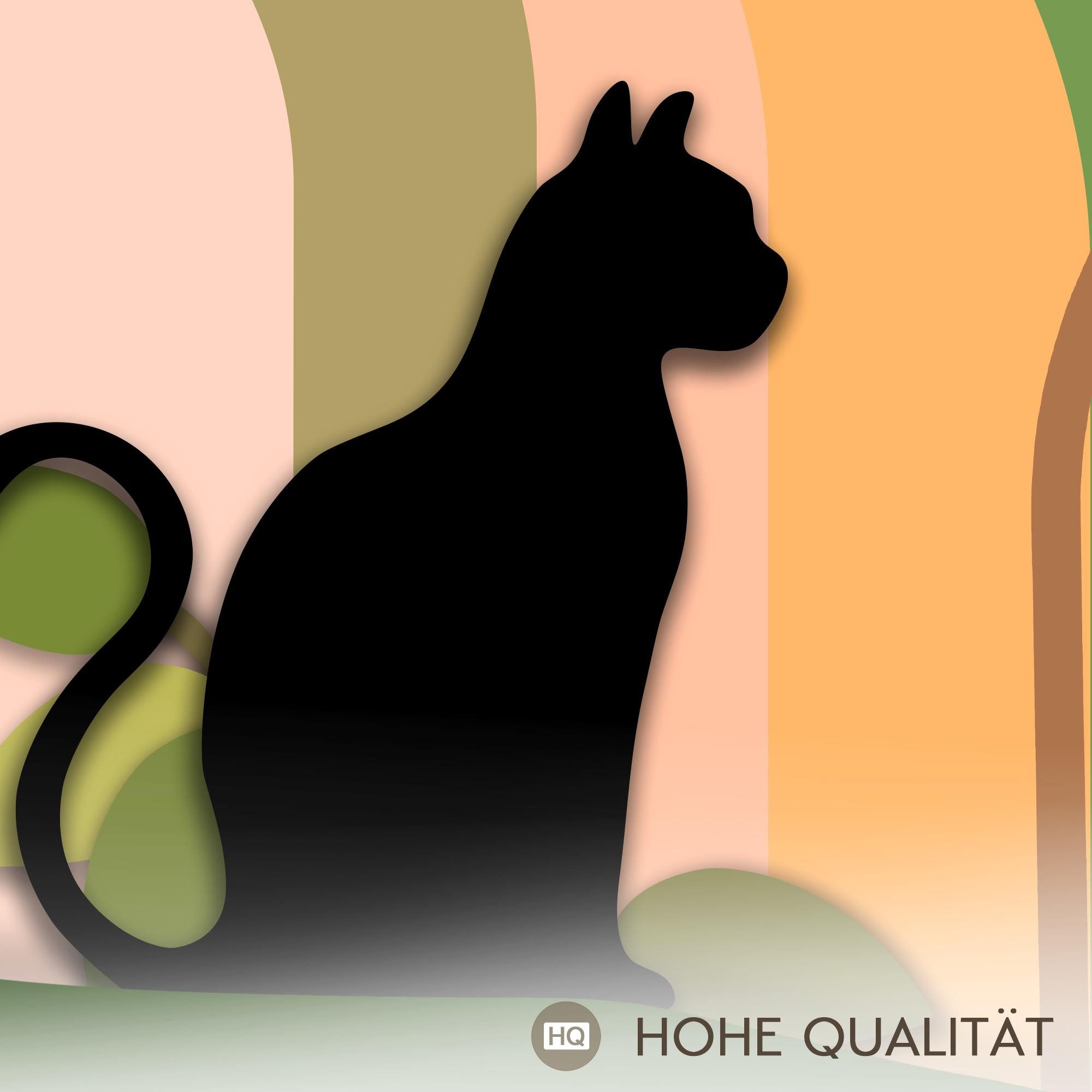 Novart XXL-Wandbild Katzen Abstrakt Modern Deko Bilder Beige Orange Wohnzimmer, Katzen, made in Germany, moderne Wandbilder, Boho Style, Landhaus Dekoration