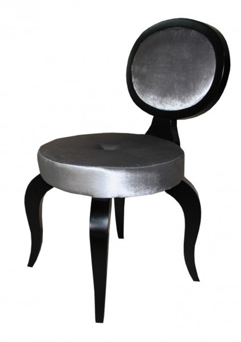 Casa Padrino Besucherstuhl Barock Salon Stuhl Grau / Schwarz ohne Armlehnen - Designer Stuhl - Luxus Qualität