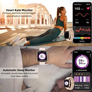 OOOUSE mit Schlafmonitor Smart Sport Armband, IP67 wasserdichte Smartwatch (1.7 Zoll, A), mit Bluetooth Anruf/Blutsauerstoffsättigung/Herzfrequenzmesser