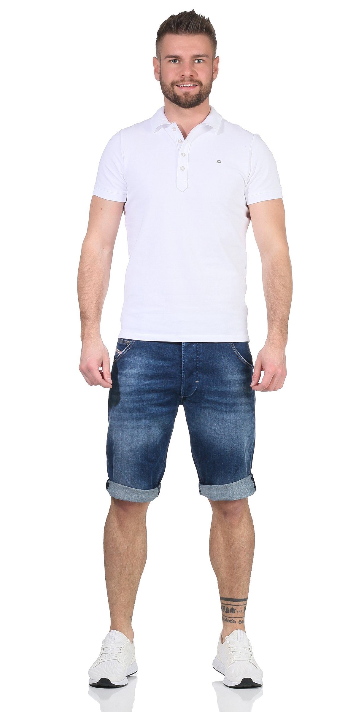 Herren kurze Shorts RG48R Kroshort RG48R Blau Jeansshorts Shorts, Diesel Used-Look dezenter Jeans Hose