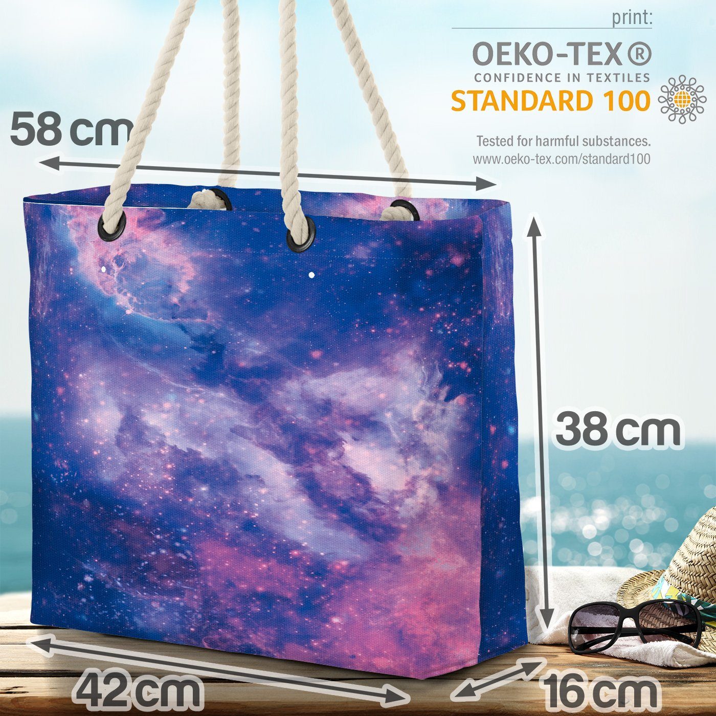 Beach blau VOID Bag Weltall Astro Space Weltraum (1-tlg), Shopper Sternzeichen Strandtasche
