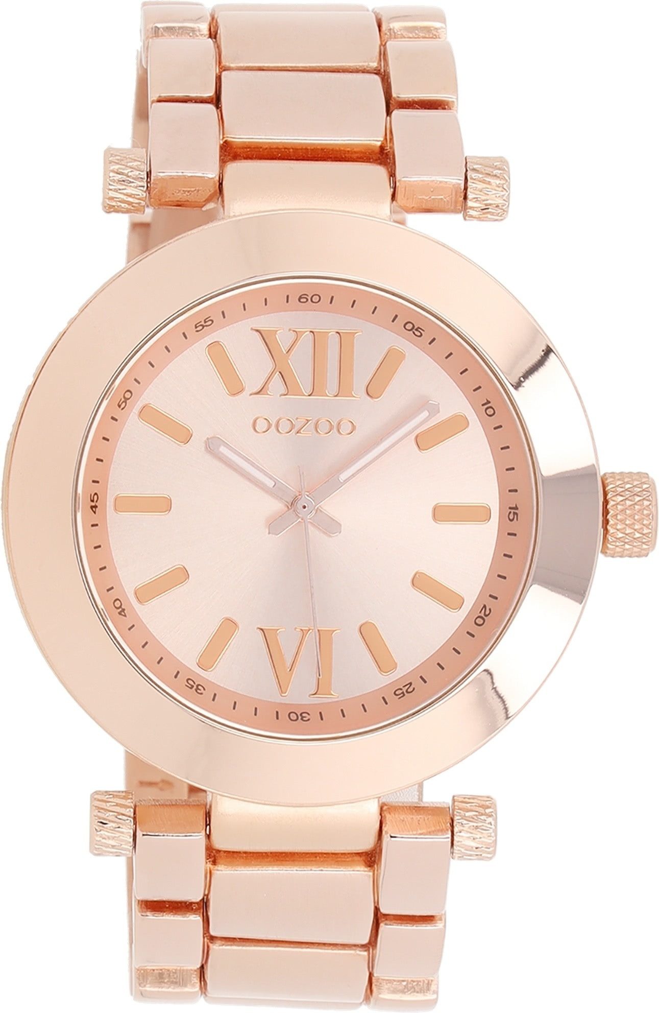 OOZOO Quarzuhr Oozoo Herren Armbanduhr Vintage Series, (Analoguhr), Herrenuhr rund, groß (ca. 40mm) Metallarmband rosegold