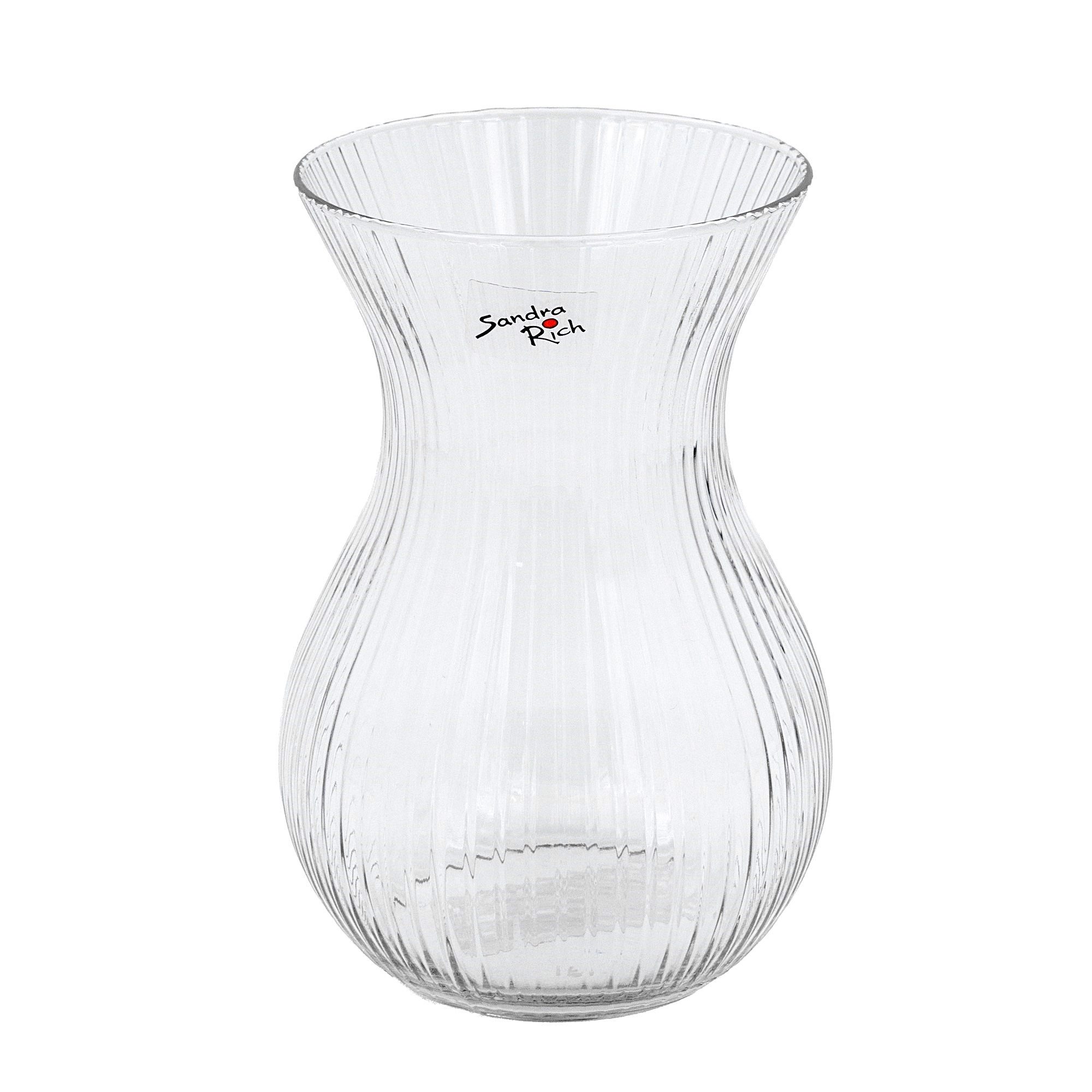 Sandra Rich Dekovase Glasvase „Stripes“ 18 x 12cm – Blumenvase aus Glas für Blumen