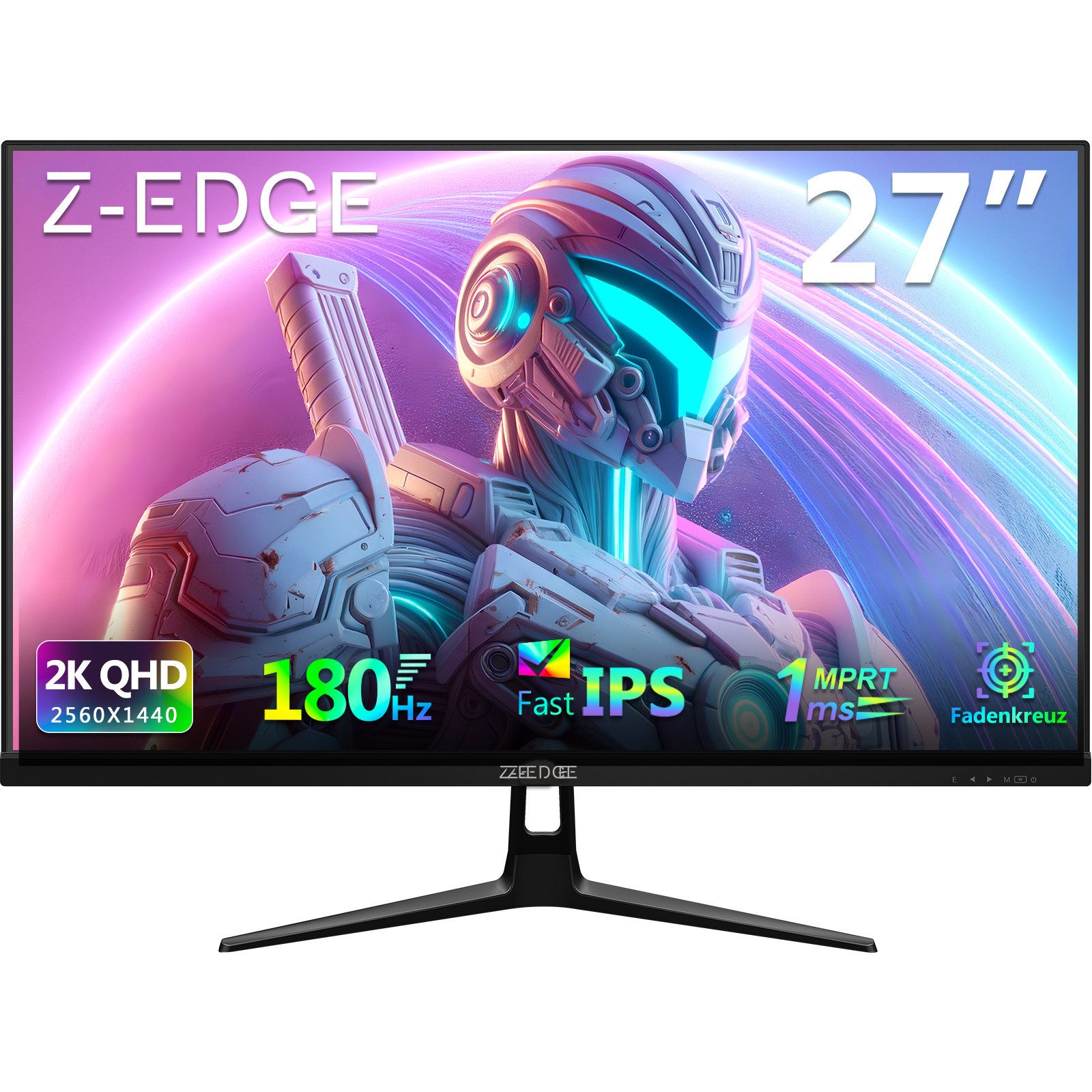 Z-EDGE 27‑Zoll 2K QHD Monitor mit 180 Hz & Fast‑IPS‑Panel Gaming-Monitor (68,58 cm/27 ", 2560 × 1440 px, QHD, 1 ms Reaktionszeit, 180 Hz, IPS, Flimmerfrei, FreeSync‑Unterstützung & Augenschutz)