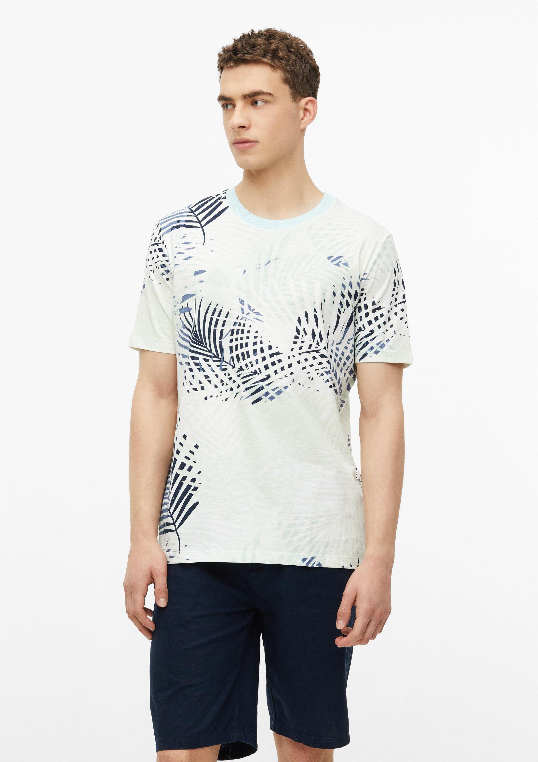 s.Oliver Kurzarmshirt T-Shirt Flammgarn-Shirt mit All-over-Print