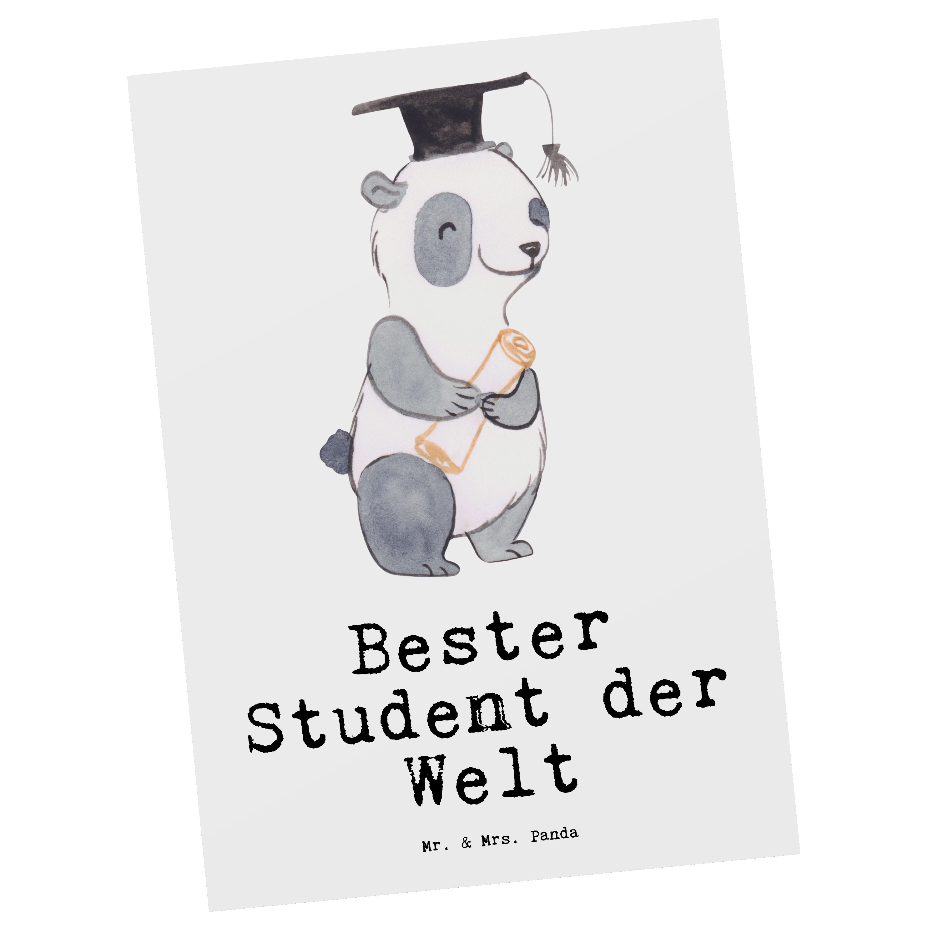 Mr. & Mrs. Panda Postkarte Panda Bester Student der Welt - Weiß - Geschenk, Hochschule, für, Geschenkkarte, Einladung, Grußkarte, Danke, Geschenktipp, Schenken, witzig, Karte