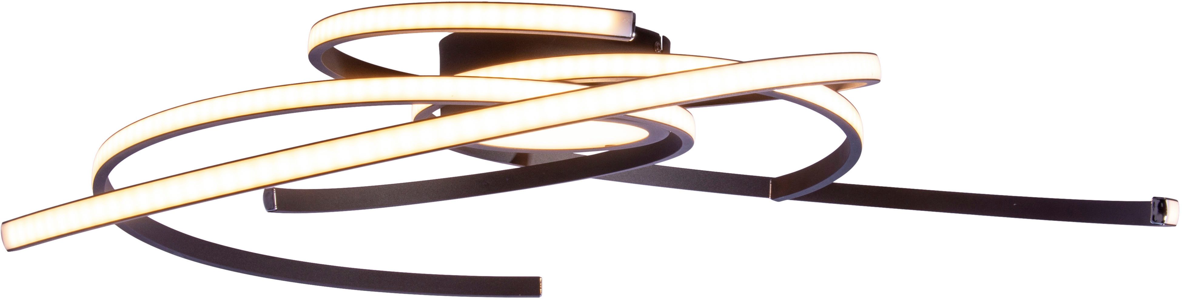 näve LED Deckenleuchte "RADON" schwarz, Dimmfunktion, LED fest integriert, Warmweiß, In 3-Stufen-dimmbar, Lichtfarbe warmweiß, Durchmesser 75cm