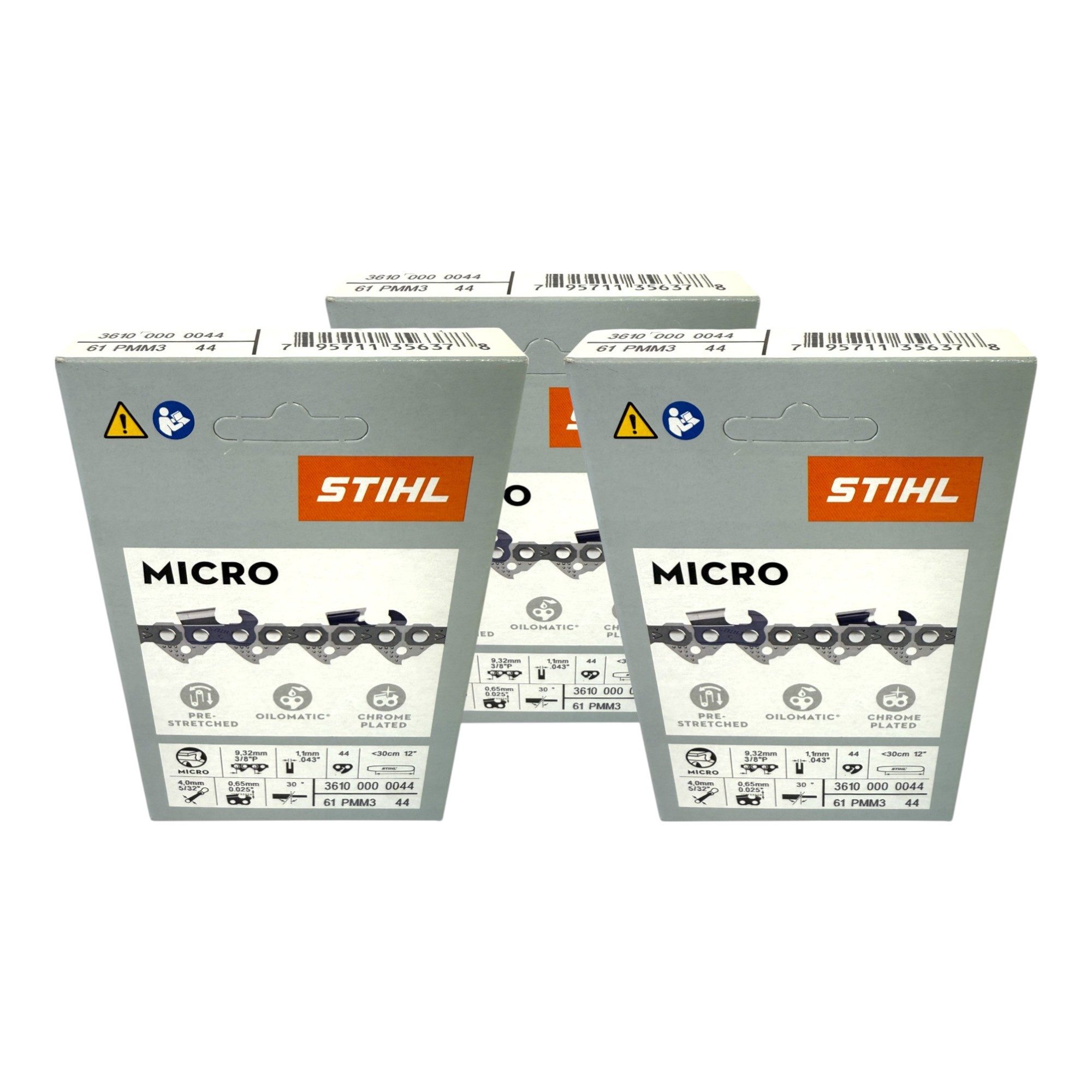 STIHL Ersatzkette Picco Micro Mini 3 Sägekette 30 cm 3/8" P 1,1 mm 44 TG 3 Stk