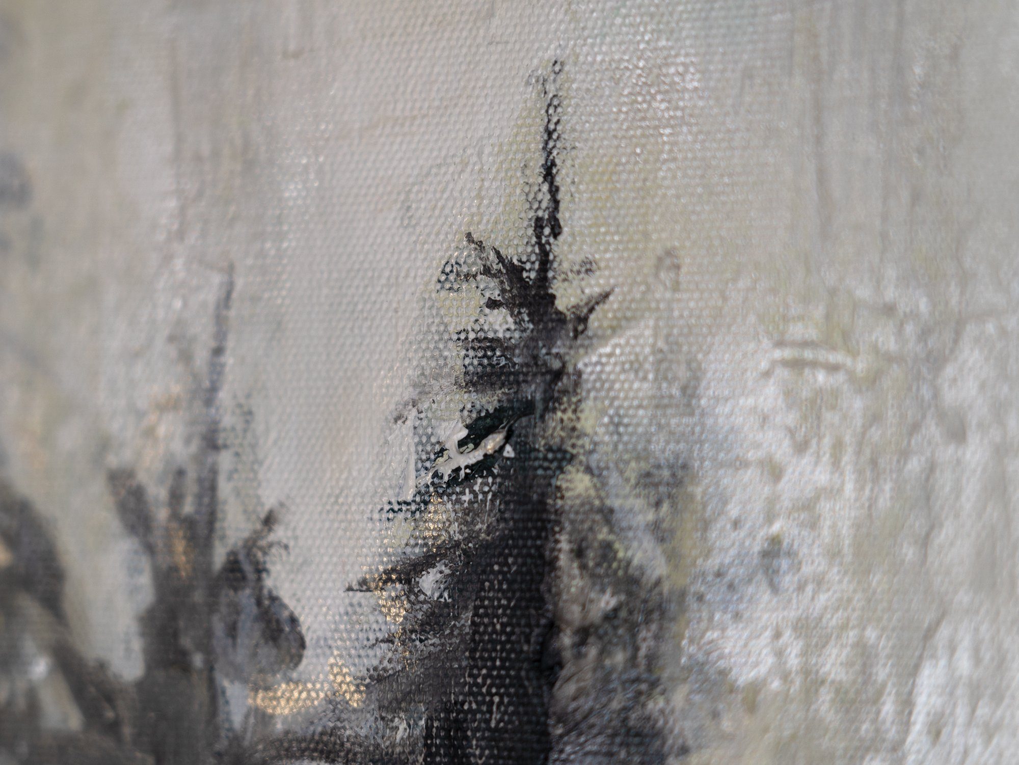 YS-Art Gemälde Mit Schwarz Landschaft Wald», «Heilender in Rahmen