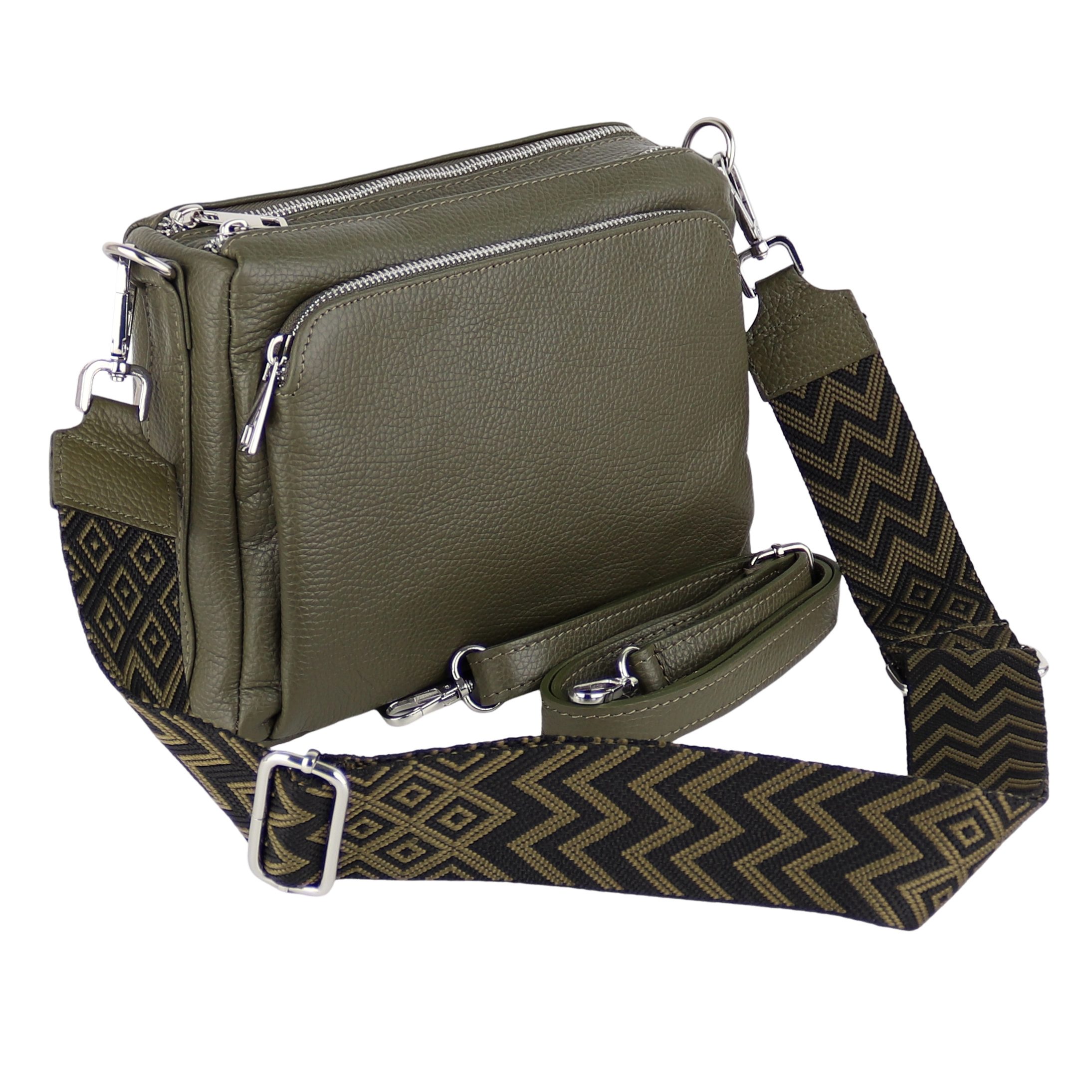 Umhängetasche Damen, Echtleder, Leder, Made in Italy, Mittelgroß