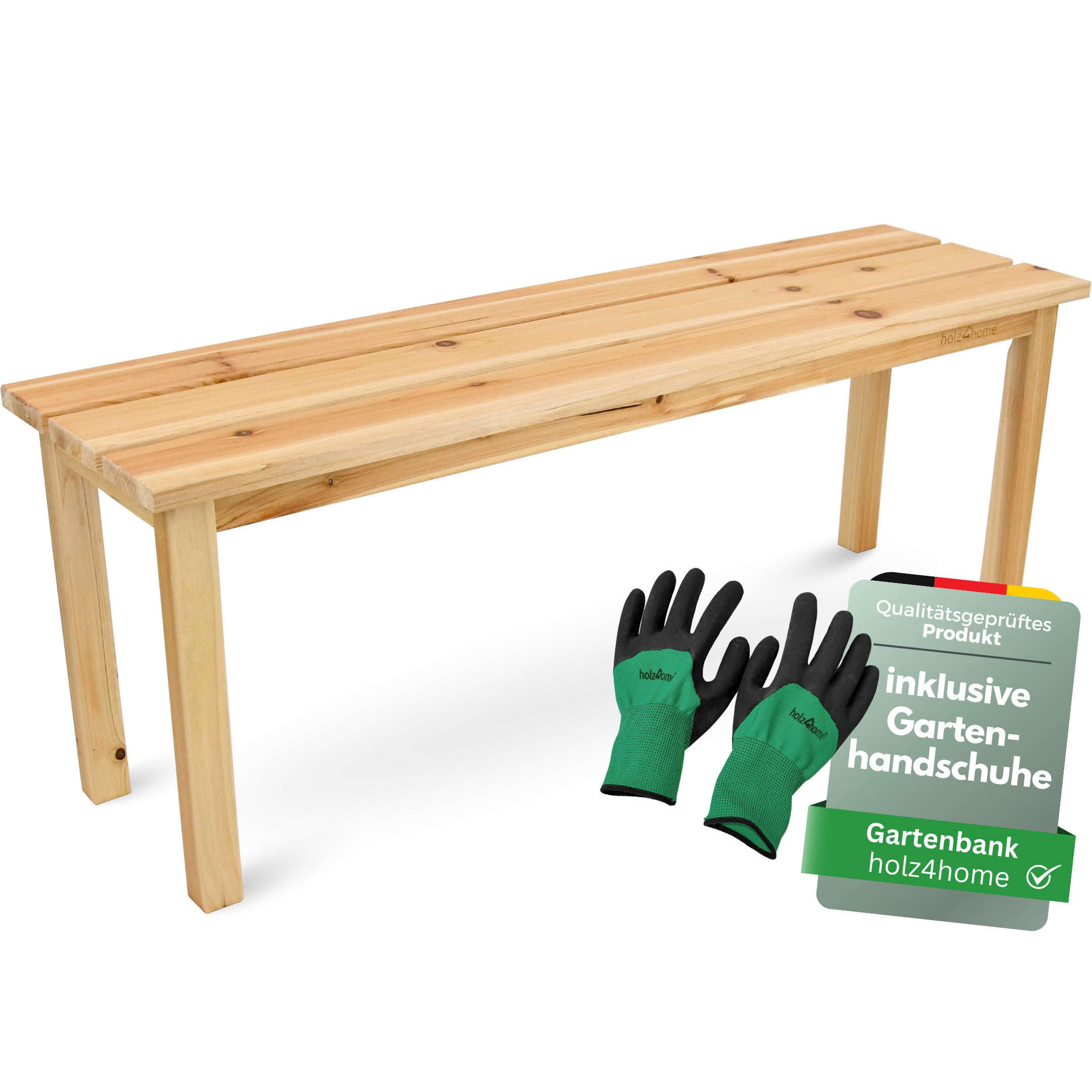 holz4home® Gartenbank Kleine Sitzbank aus Holz I Ohne Lehne, Einfache Montage