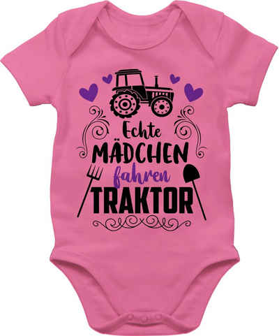 Shirtracer Shirtbody Echte Mädchen fahren Traktor - schwarz Baby Bagger Traktor und Co.