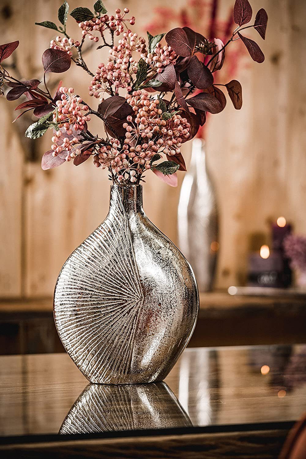 MichaelNoll Dekovase Vase Dekovase Aluminium Silber Deko Metall 31 cm günstig online kaufen