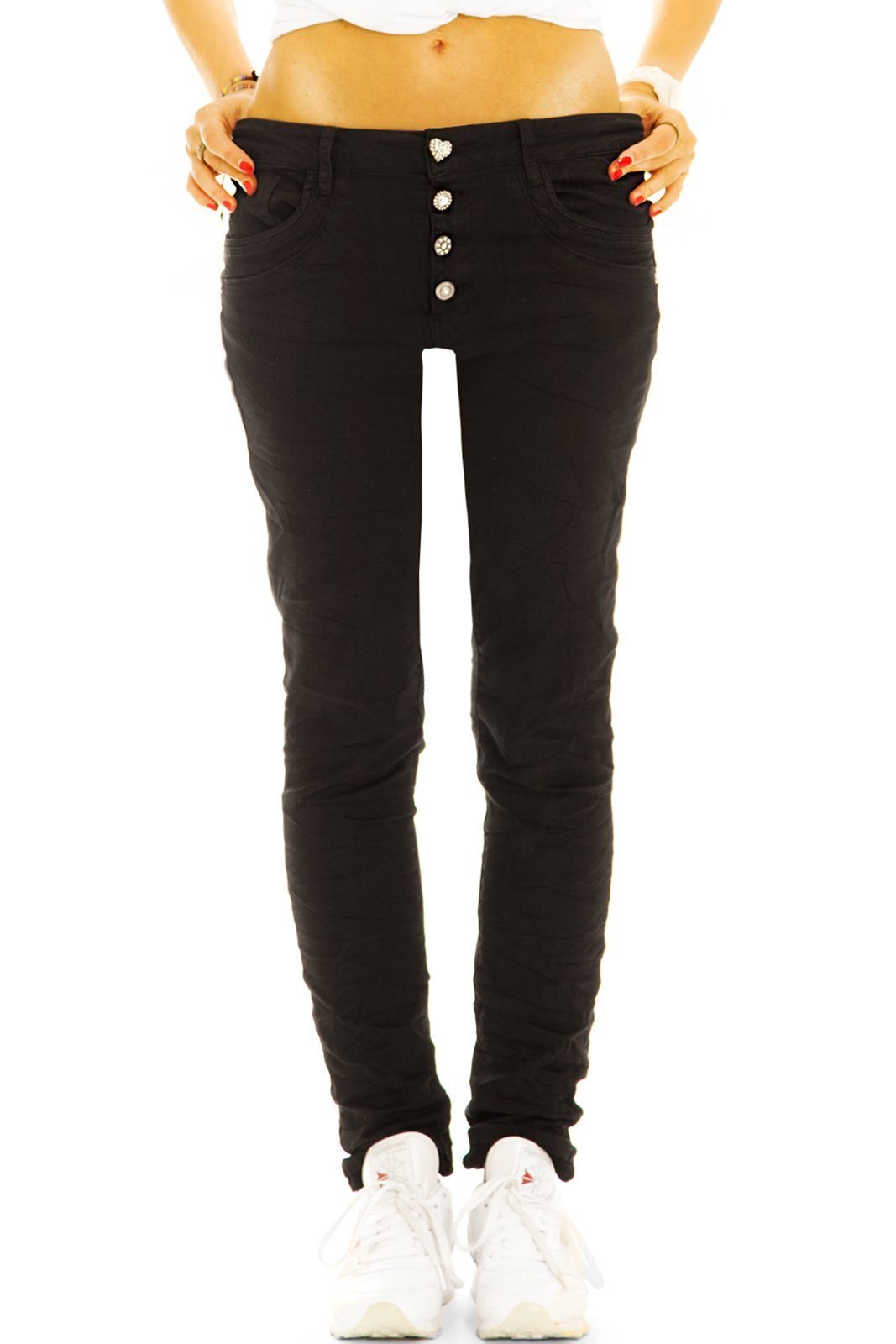 be styled Low-rise-Jeans Low Waist Hose hüftige Röhrenjeans Slim Fit Hüftjeans - Damen - j43l-1 mit Stretch-Anteil, 5-Pocket-Style, hftig, low waist, low rise