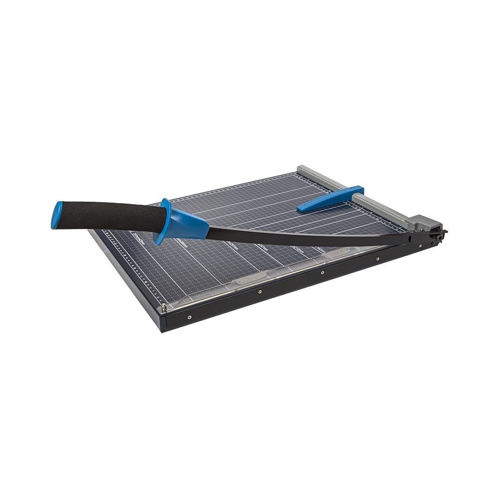GENIE Hebelschneidemaschine Papier Hebelschneidegerät GM A3, DIN A3, 10 Blatt, Guillotine, hochwertige Metall Arbeitsfläche, transparente Anpressschiene, 400 mm Arbeitsbreite, schwarz/blau