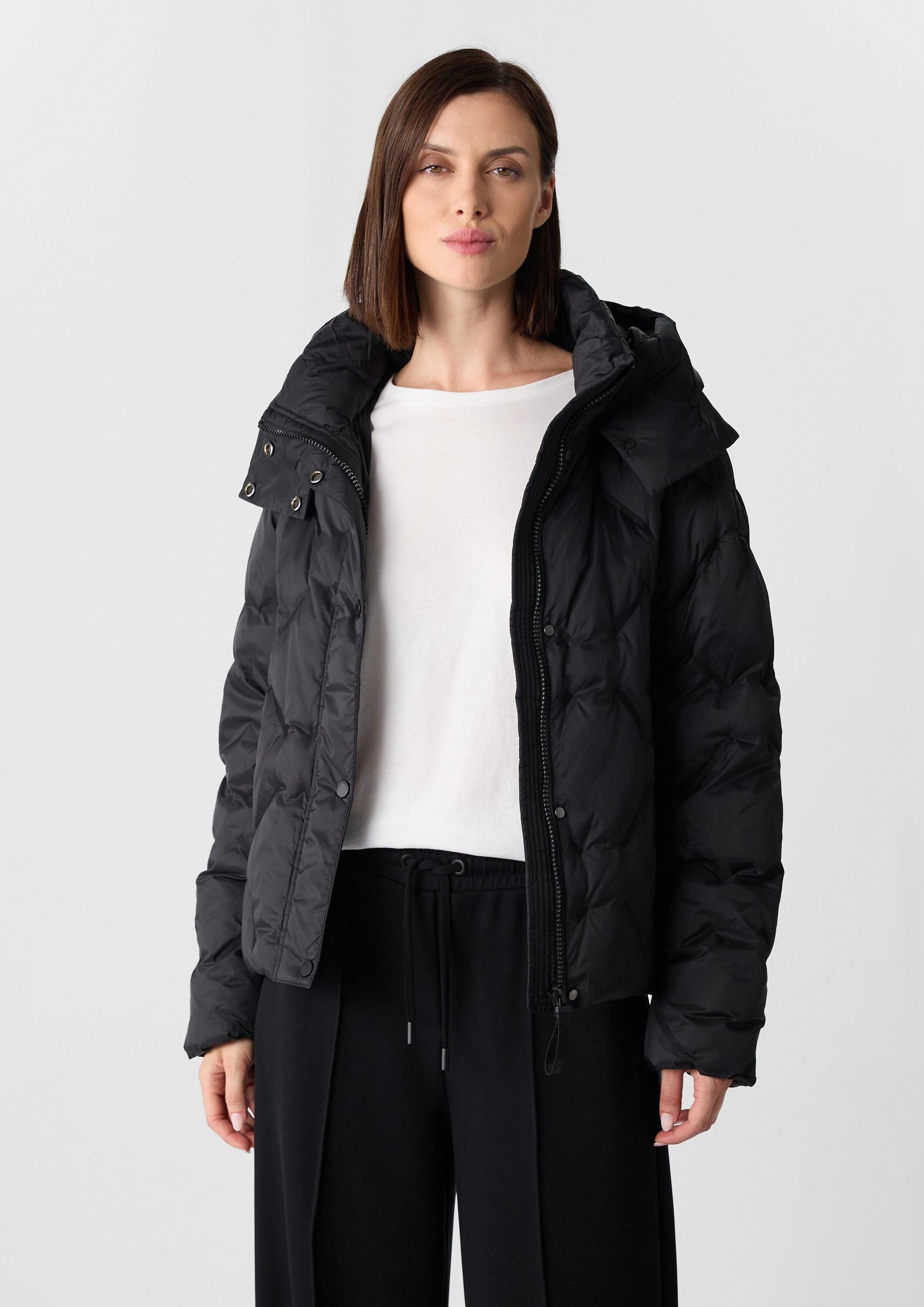 comma Winterjacke Outdoor-Jacke Gesteppte Pufferjacke mit Stehkragen und Kapuze