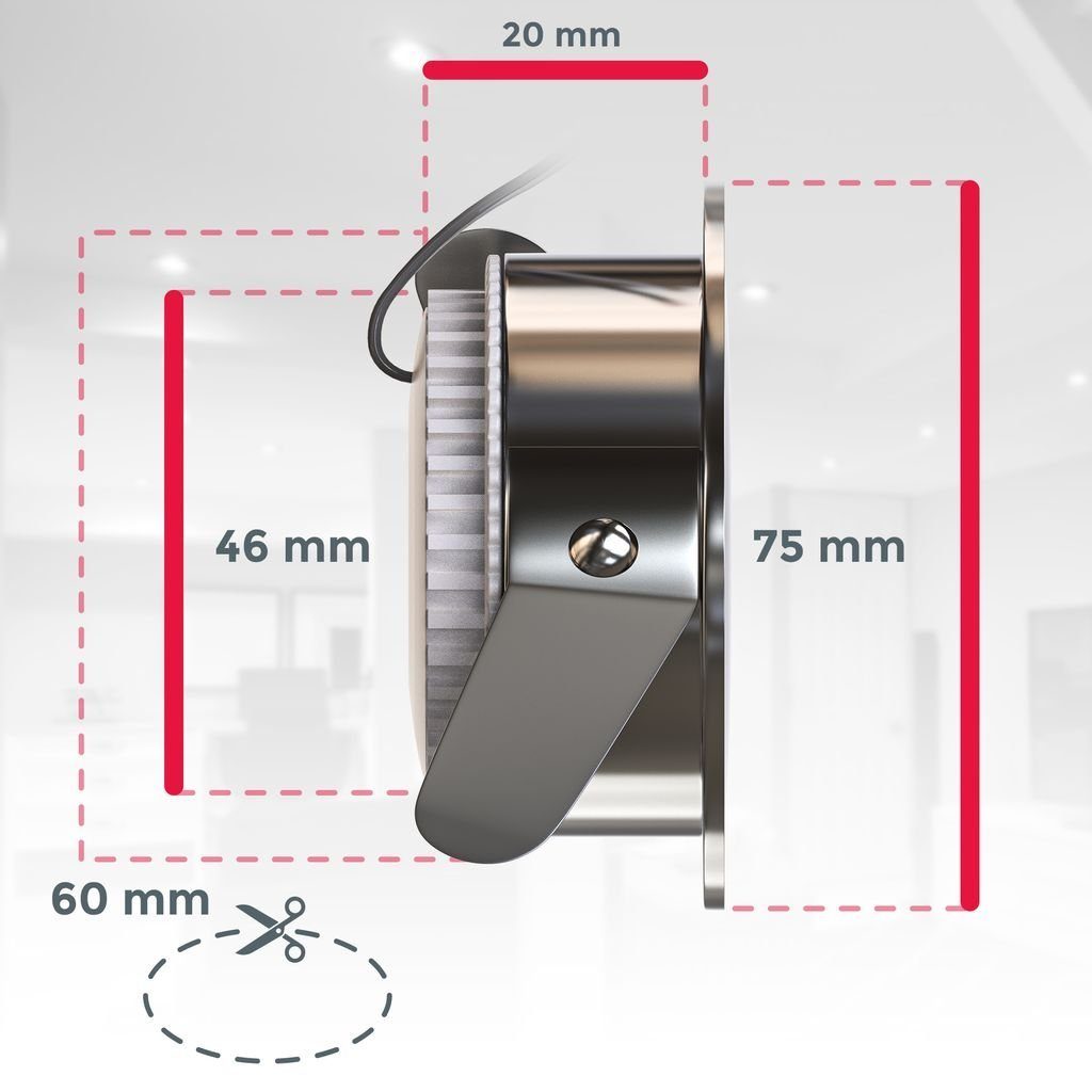 LED IP44 integriert, - Einbauspots 400lm 30mm 6 fest 4x 20-02-03-S, LED x Bad-Deckenspots Ultraflach LED Badeinbauleuchten Badeinbaustrahler B.K.Licht 5W Einbaustrahler