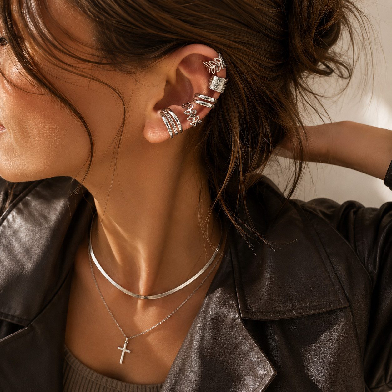 XCOAST Ohrring-Set 11-teiliges Ohr-Cuffs Set Silber – Clip-Ohrringe ohne Piercing (vielseitig kombinierbar, 11-teiliges Set), schmuck set geschenk damen
