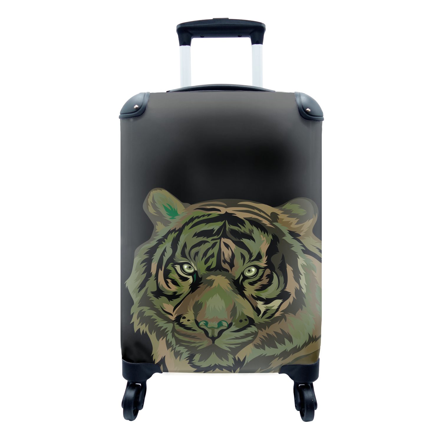 Tiger Ferien, Kopf, 4 Camouflage Reisetasche Trolley, für - rollen, Rollen, MuchoWow Reisekoffer Handgepäck mit - Handgepäckkoffer