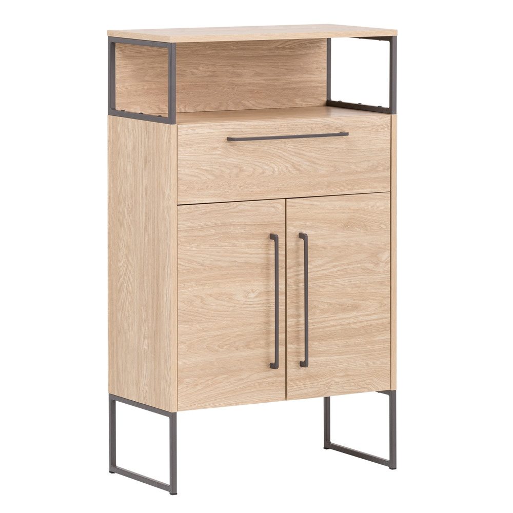 Lomadox Midischrank LIMOGES Badezimmer Kommode -80 in Eiche hell Nb., B/H/T: 65,2/112,5/33,1 cm